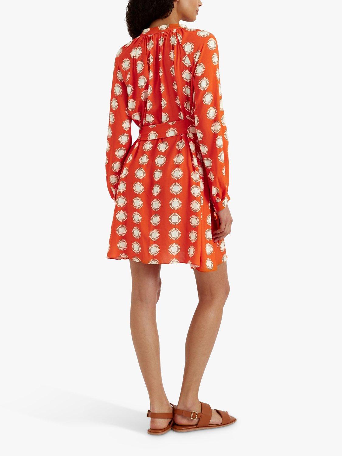 Product image 2 of 5, which shows Chinti & Parker Ile De Re Mini Dress, Orange/Cream, 6