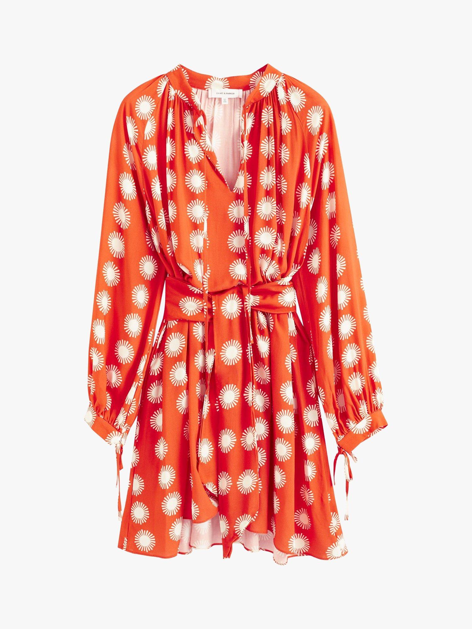 Product image 3 of 5, which shows Chinti & Parker Ile De Re Mini Dress, Orange/Cream, 6