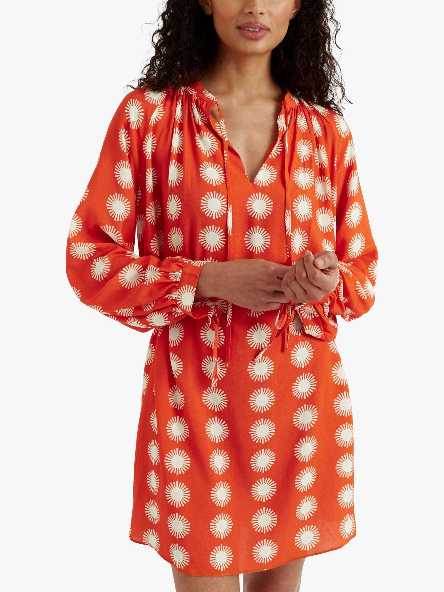 Product image 4 of 5, which shows Chinti & Parker Ile De Re Mini Dress, Orange/Cream, 6