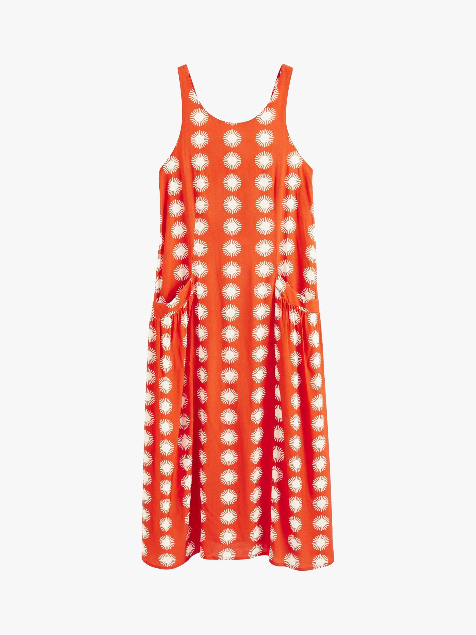 Product image 4 of 7, which shows Chinti & Parker Formentera Midi Dress, Orange/Cream, 6