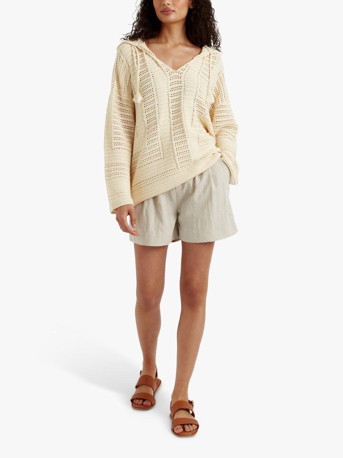 Product image 1 of 4, which shows Chinti & Parker Goa Crochet Stitch Hooded Jumper, Cream, XS