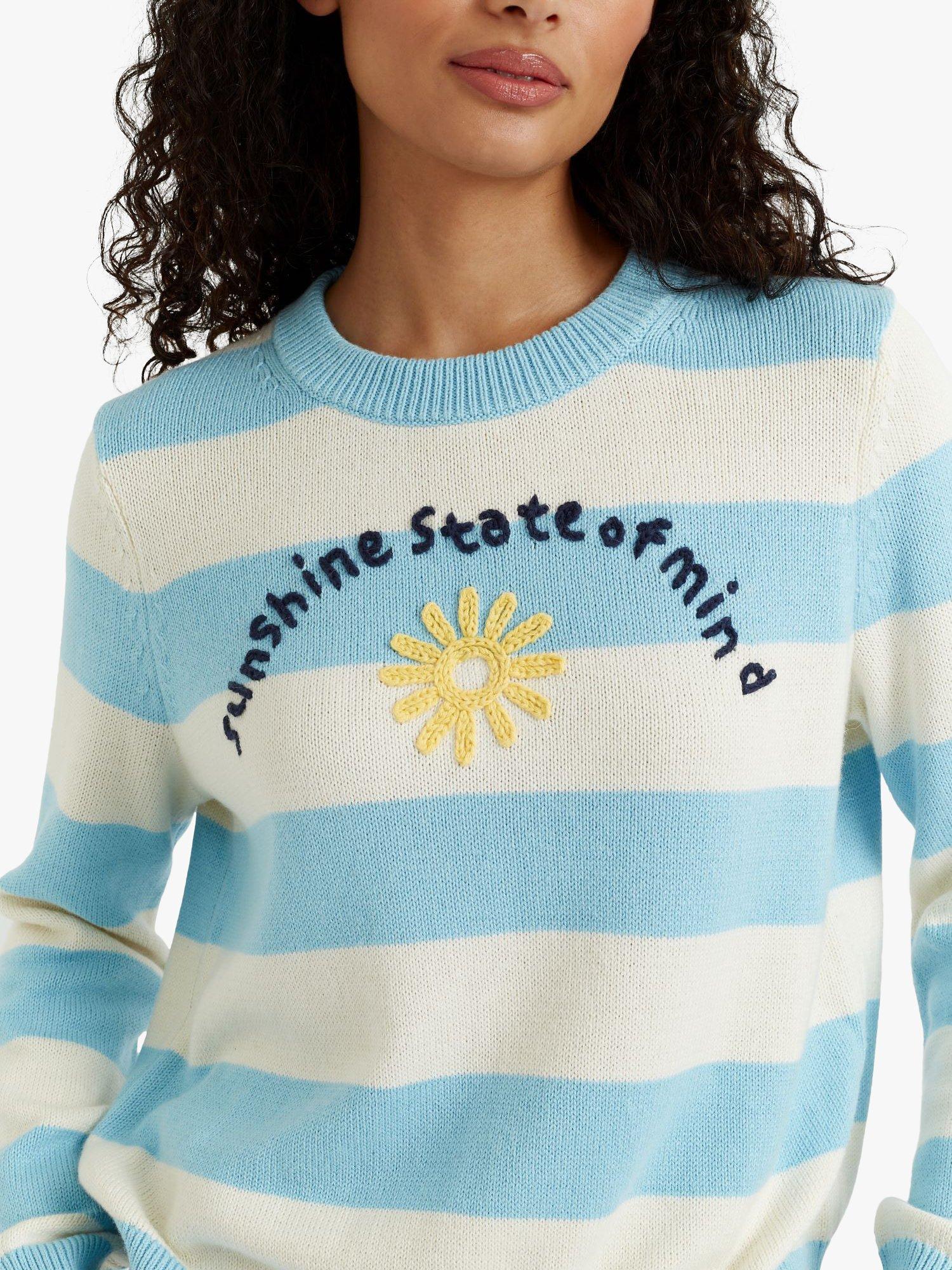 Product image 1 of 4, which shows Chinti & Parker Sunshine State of Mind Alpaca Blend Jumper, Cream/Blue, XS