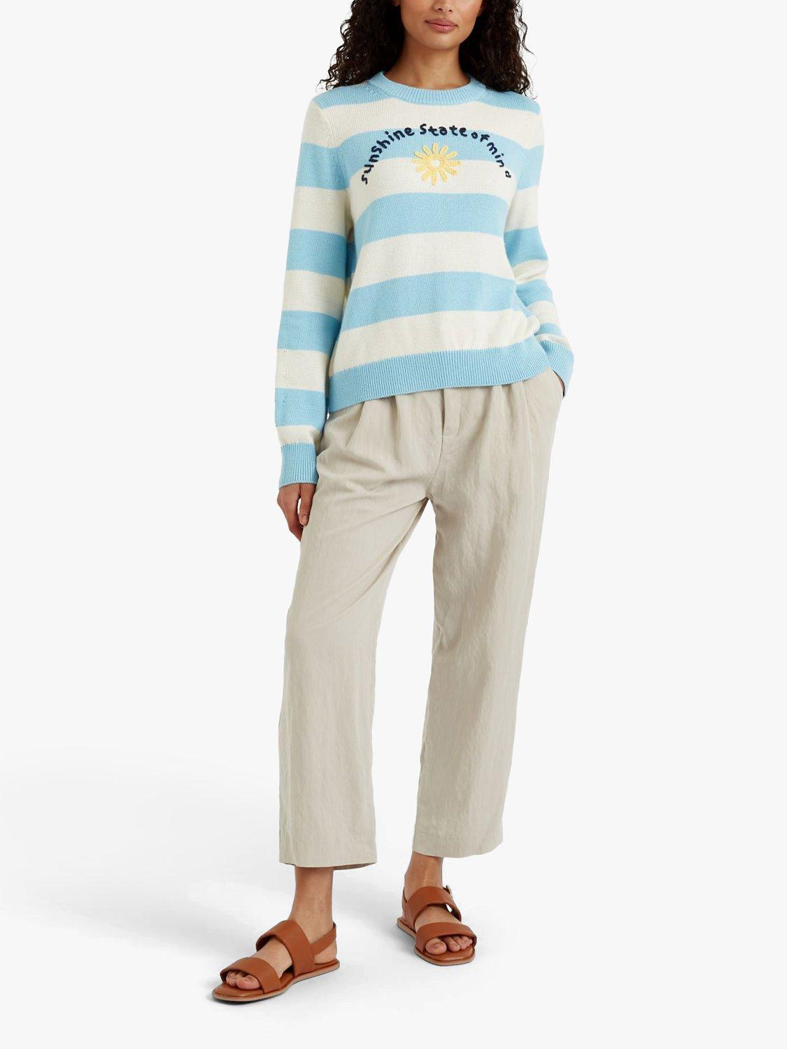 Product image 3 of 4, which shows Chinti & Parker Sunshine State of Mind Alpaca Blend Jumper, Cream/Blue, XS