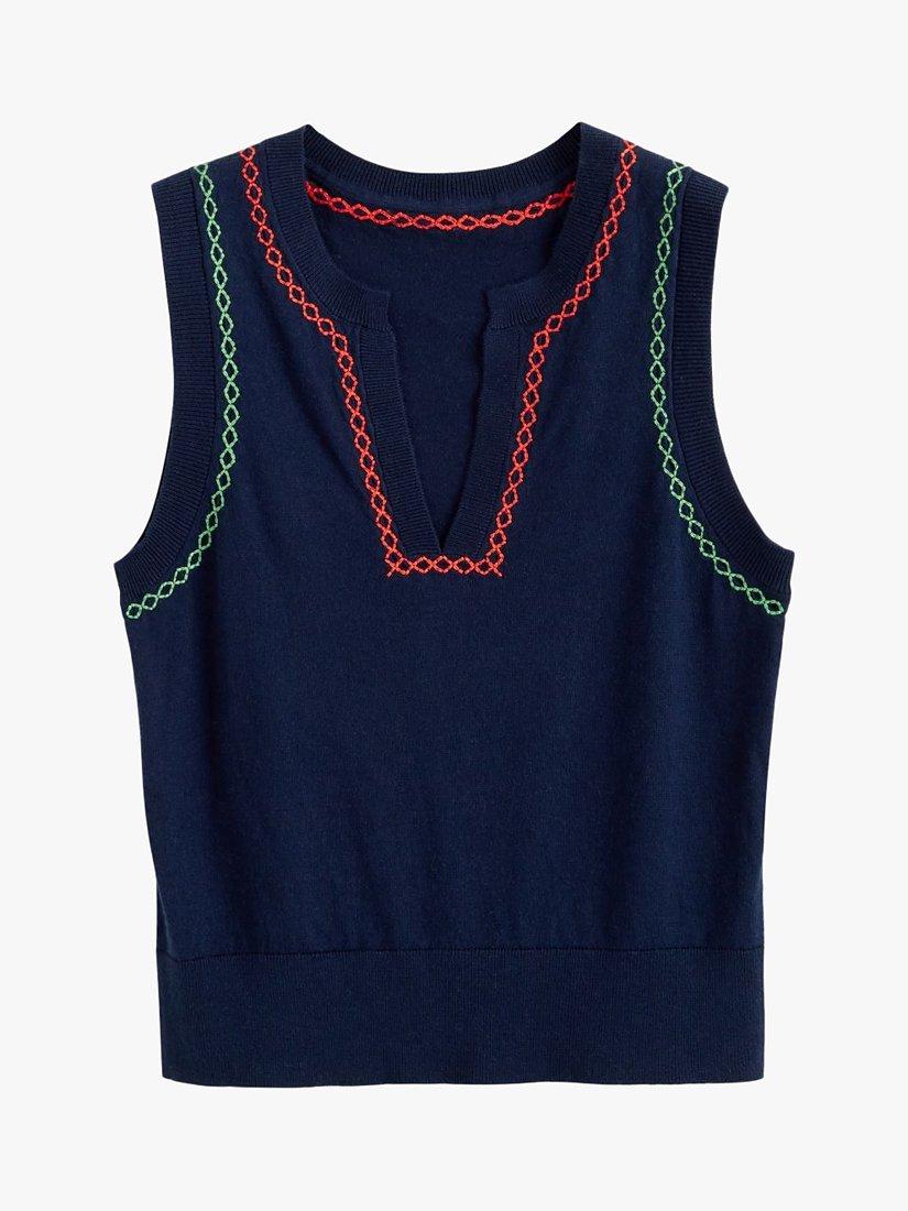 Product image 4 of 4, which shows Chinti & Parker Santorini Cashmere Blend Vest, Navy, XS