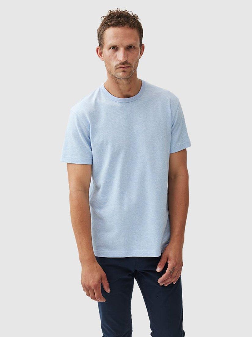 Product image 1 of 5, which shows Rodd & Gunn Fairfield Cotton Linen Slim Fit T-Shirt, Sky, XS