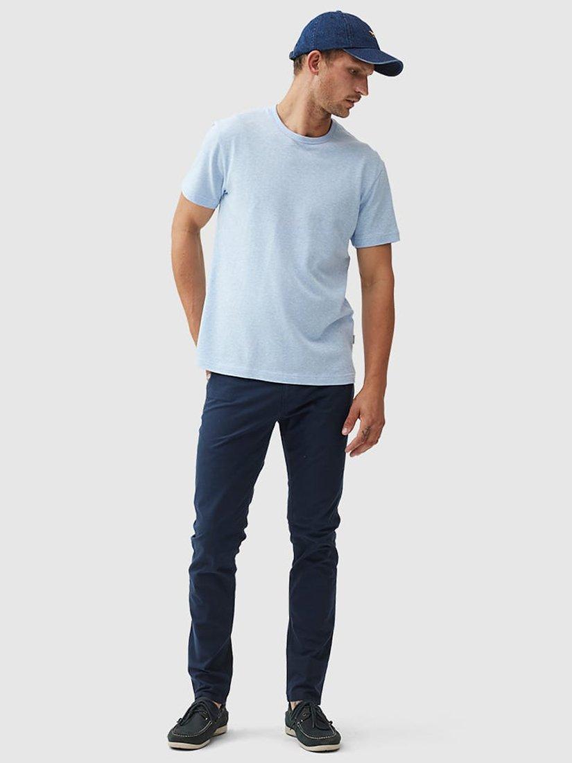 Product image 2 of 5, which shows Rodd & Gunn Fairfield Cotton Linen Slim Fit T-Shirt, Sky, XS
