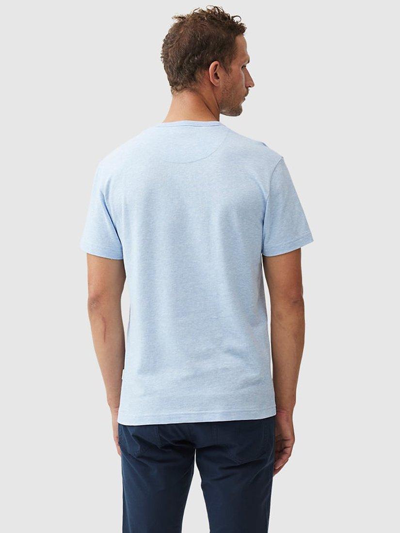Product image 3 of 5, which shows Rodd & Gunn Fairfield Cotton Linen Slim Fit T-Shirt, Sky, XS