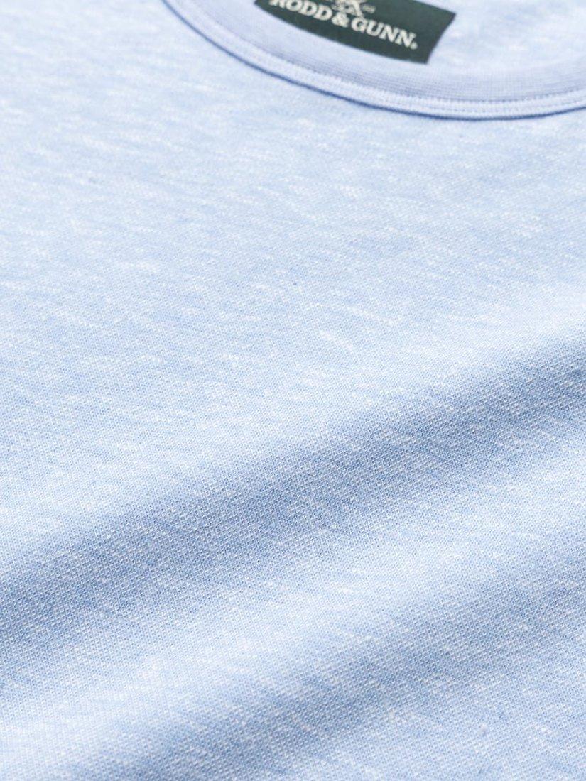 Product image 5 of 5, which shows Rodd & Gunn Fairfield Cotton Linen Slim Fit T-Shirt, Sky, XS