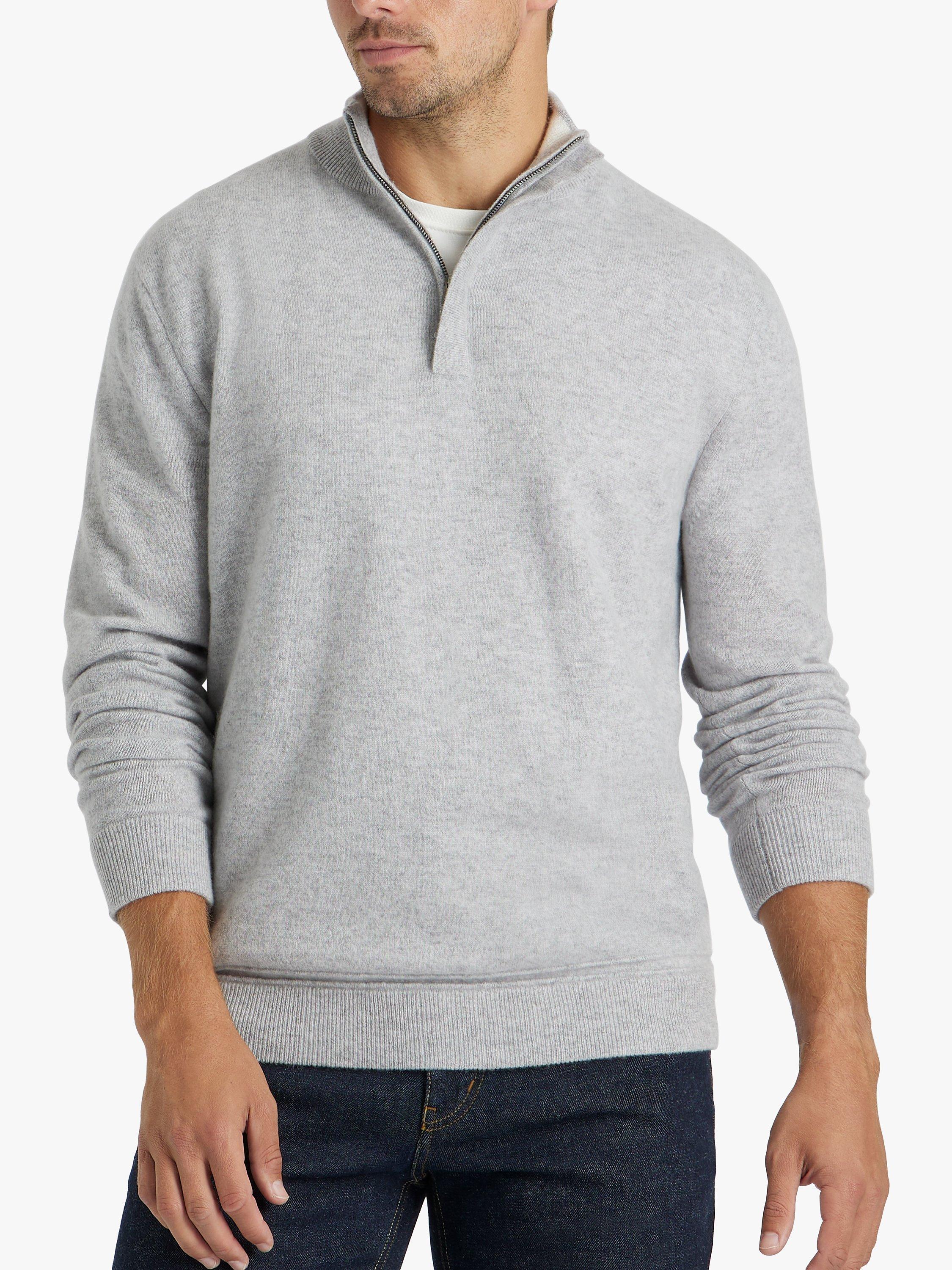 Product image 2 of 6, which shows SPOKE Cashmere Half Zip Slim Fit Jumper, Grey, S Short