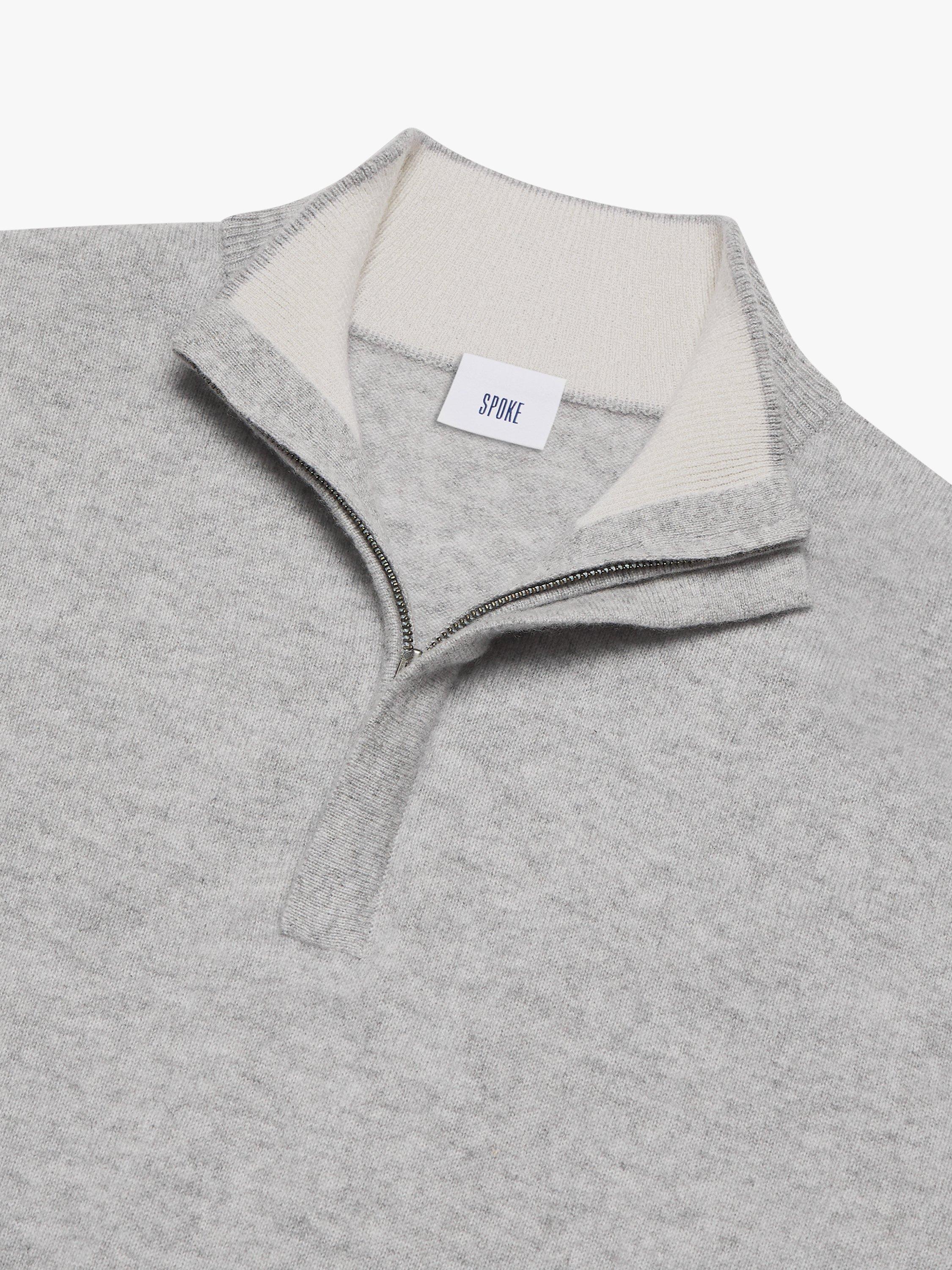 Product image 4 of 6, which shows SPOKE Cashmere Half Zip Slim Fit Jumper, Grey, S Short