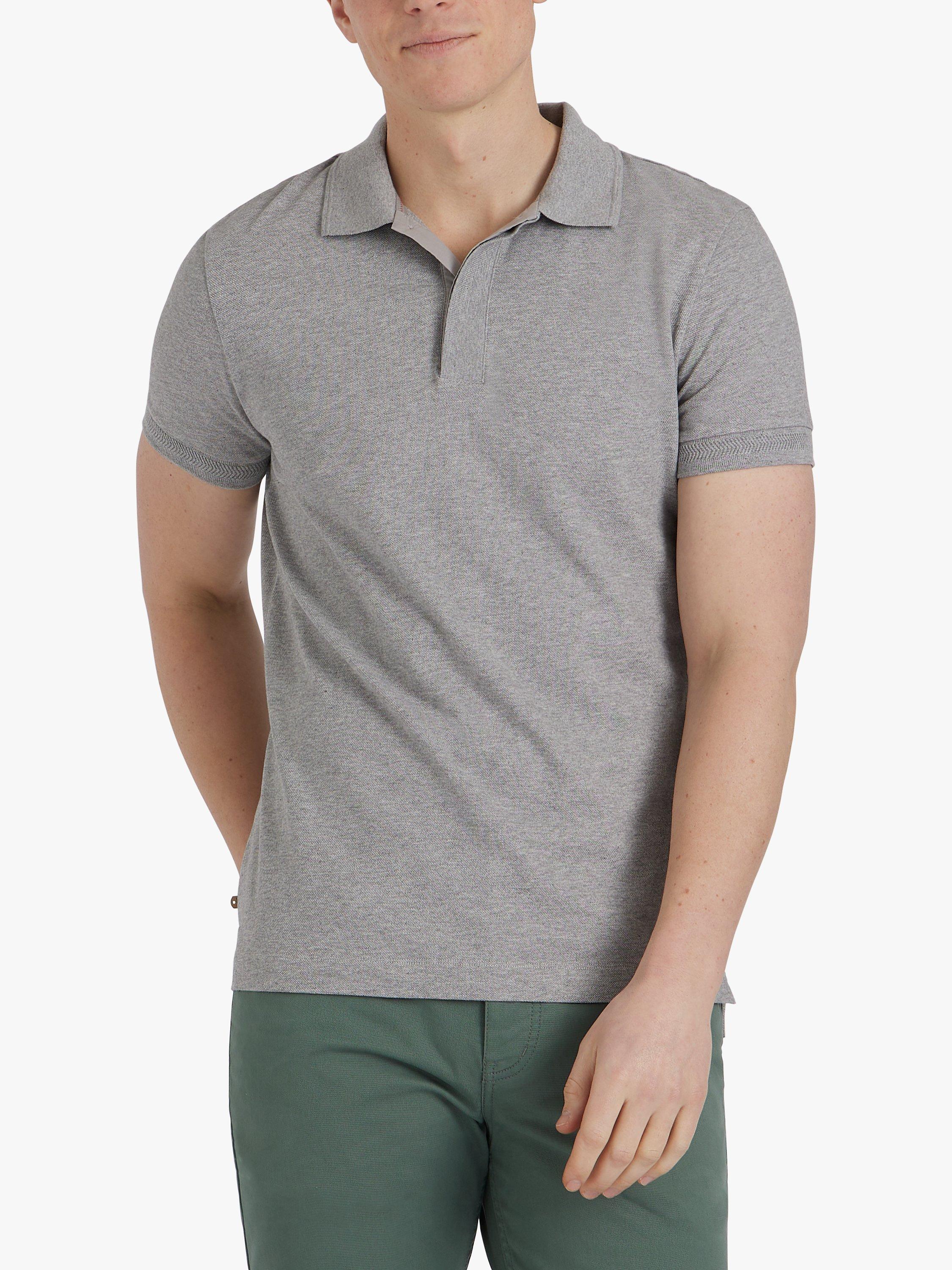 Product image 2 of 6, which shows SPOKE Organic Polo Straight Fit Shirt, Grey Marl, S Regular