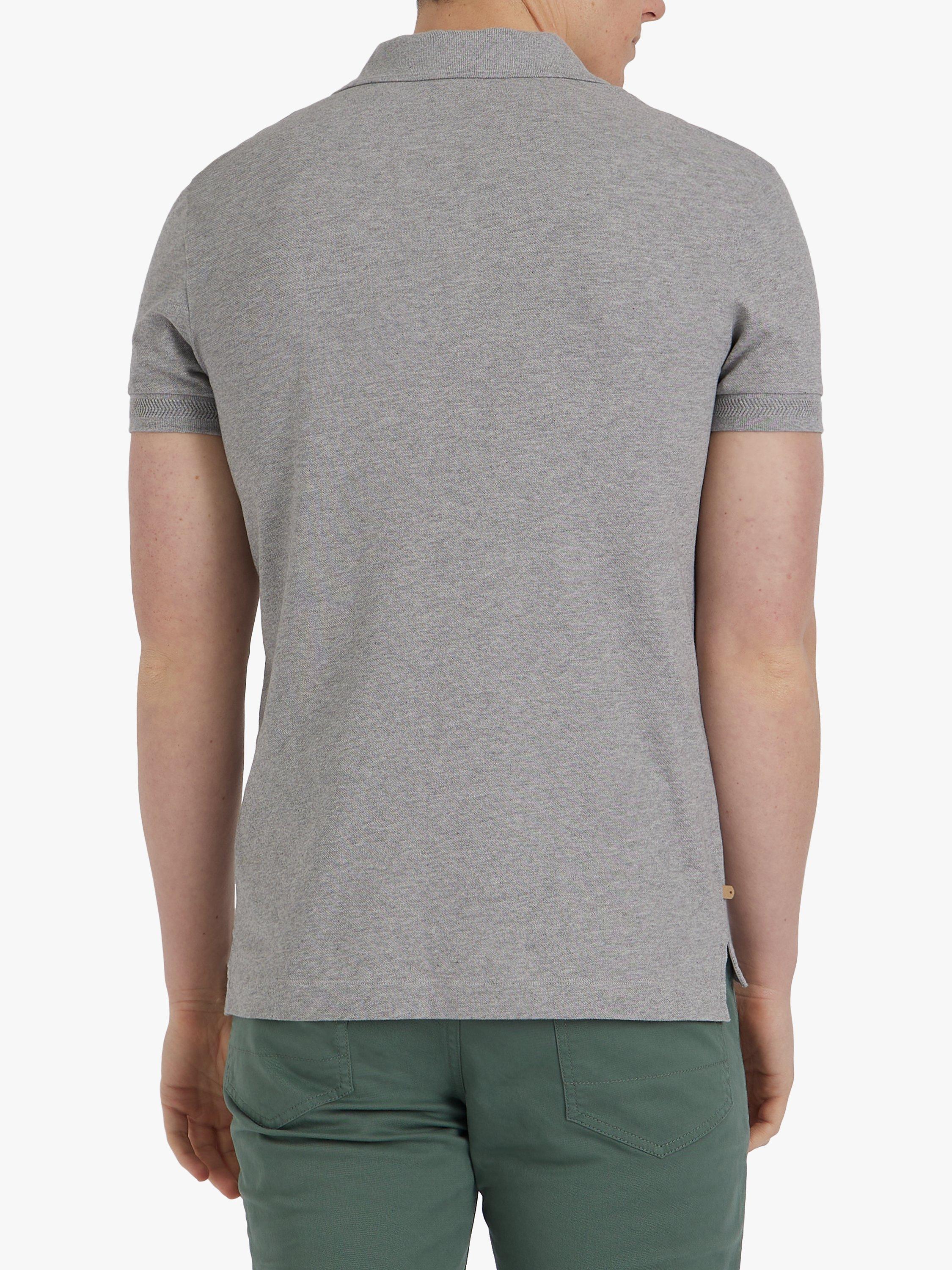 Product image 3 of 6, which shows SPOKE Organic Polo Straight Fit Shirt, Grey Marl, S Regular