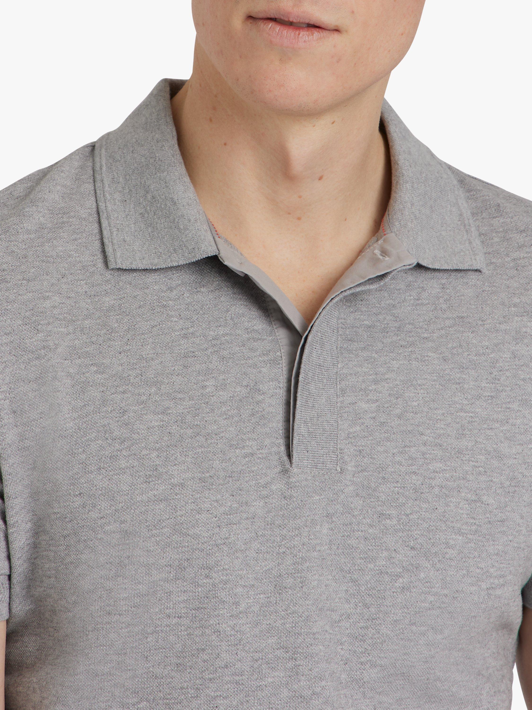 Product image 4 of 6, which shows SPOKE Organic Polo Straight Fit Shirt, Grey Marl, S Regular