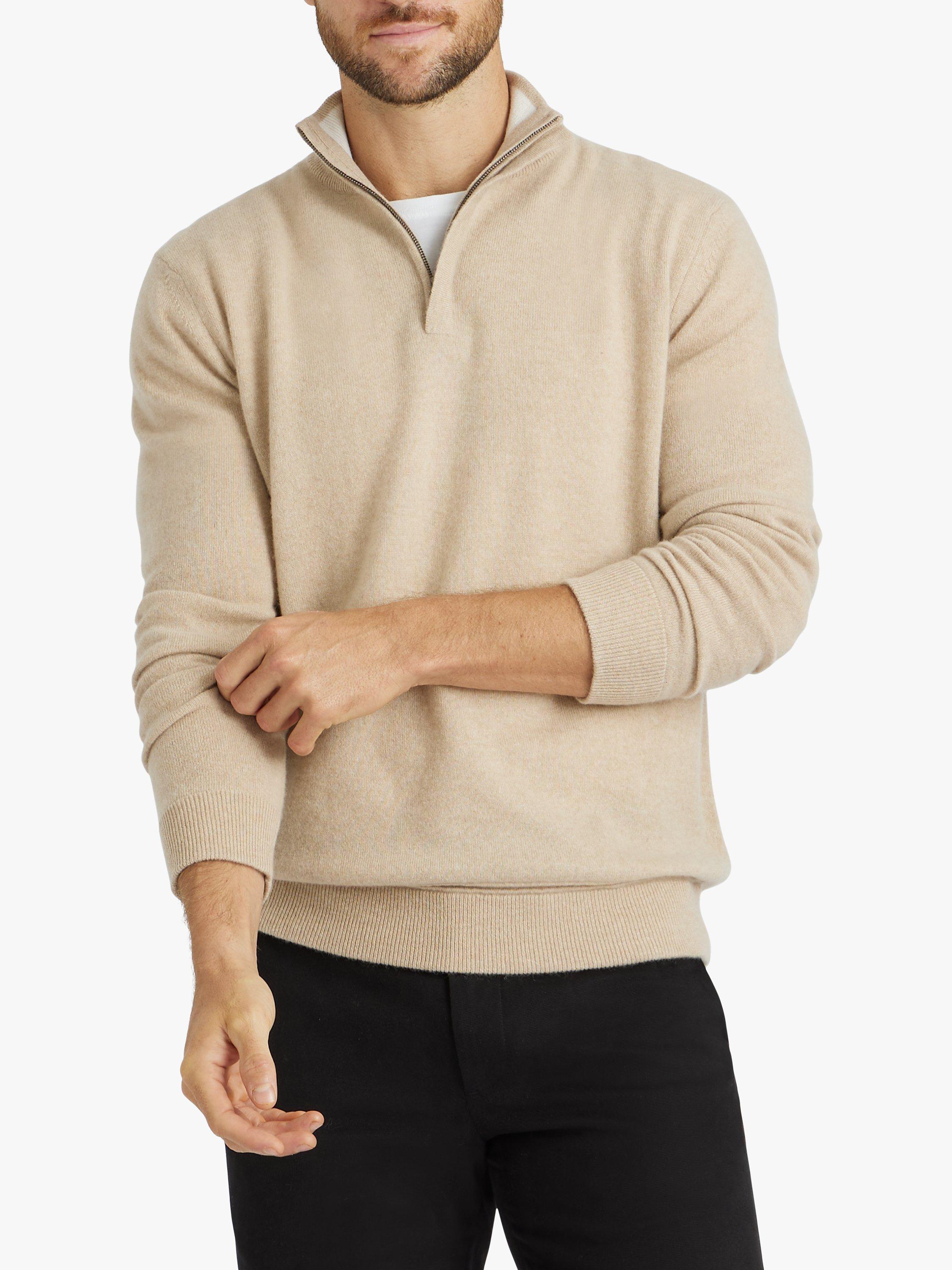 Product image 2 of 6, which shows SPOKE Cashmere Half Zip Slim Fit Jumper, Oatmeal, S Short