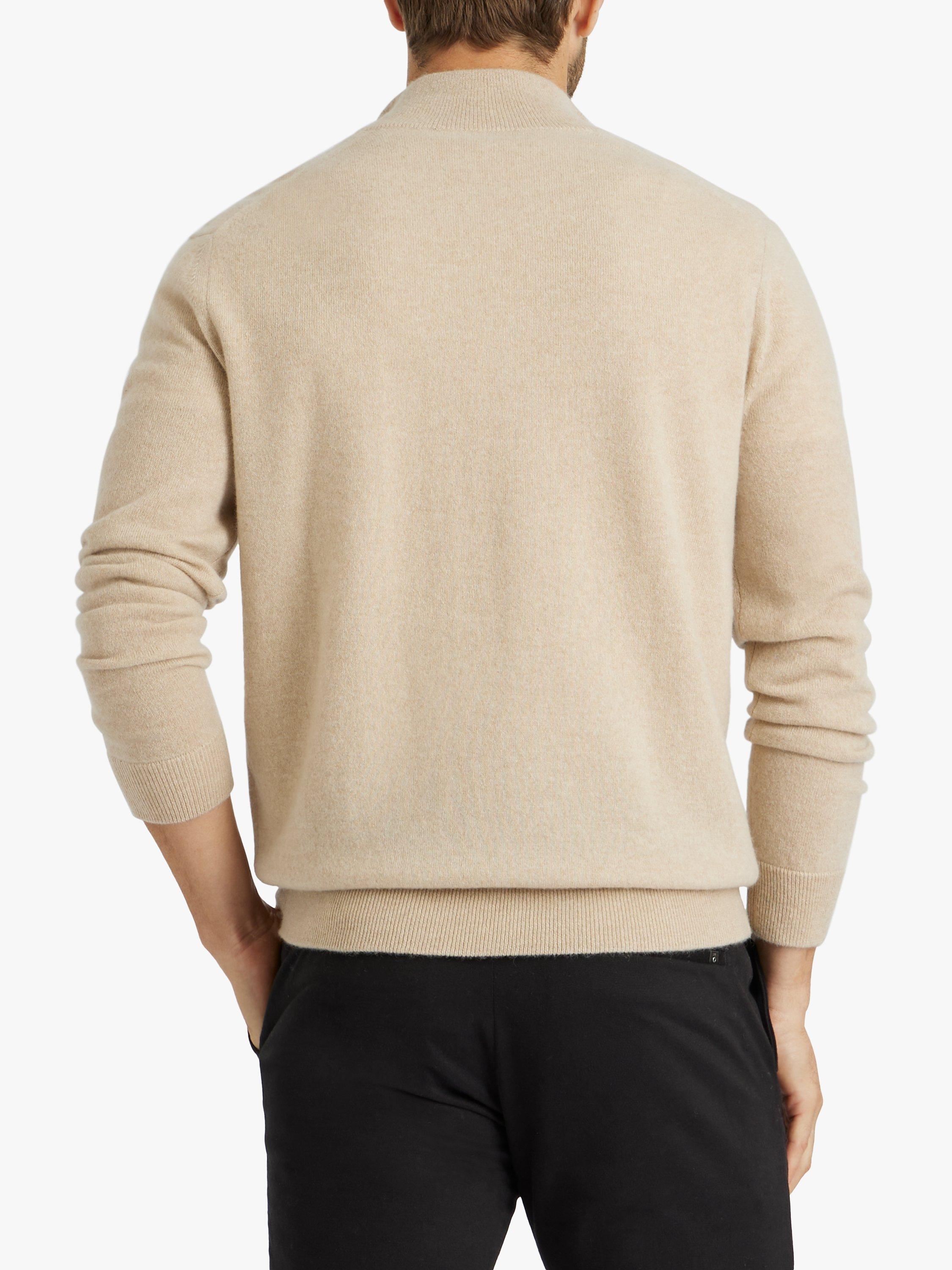 Product image 3 of 6, which shows SPOKE Cashmere Half Zip Slim Fit Jumper, Oatmeal, S Short