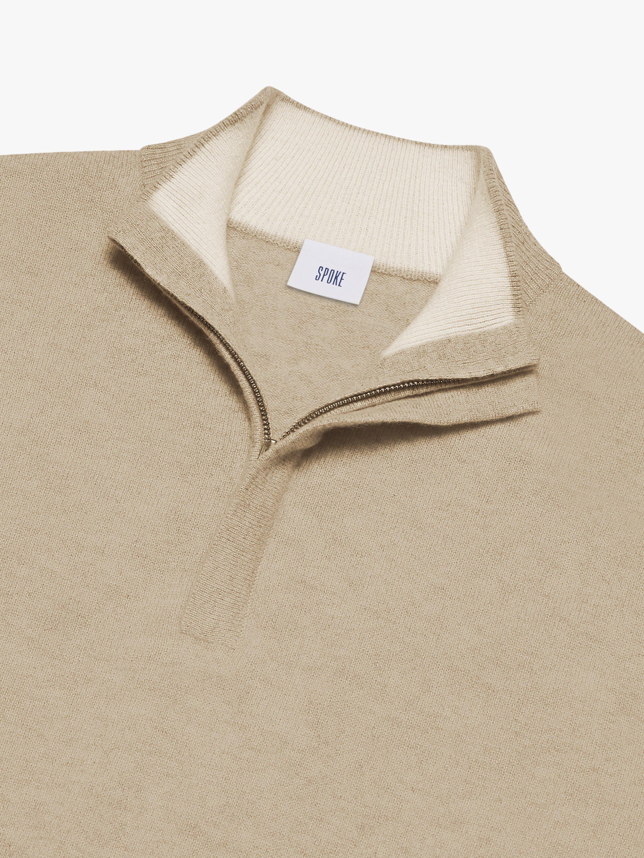Product image 4 of 6, which shows SPOKE Cashmere Half Zip Slim Fit Jumper, Oatmeal, S Short
