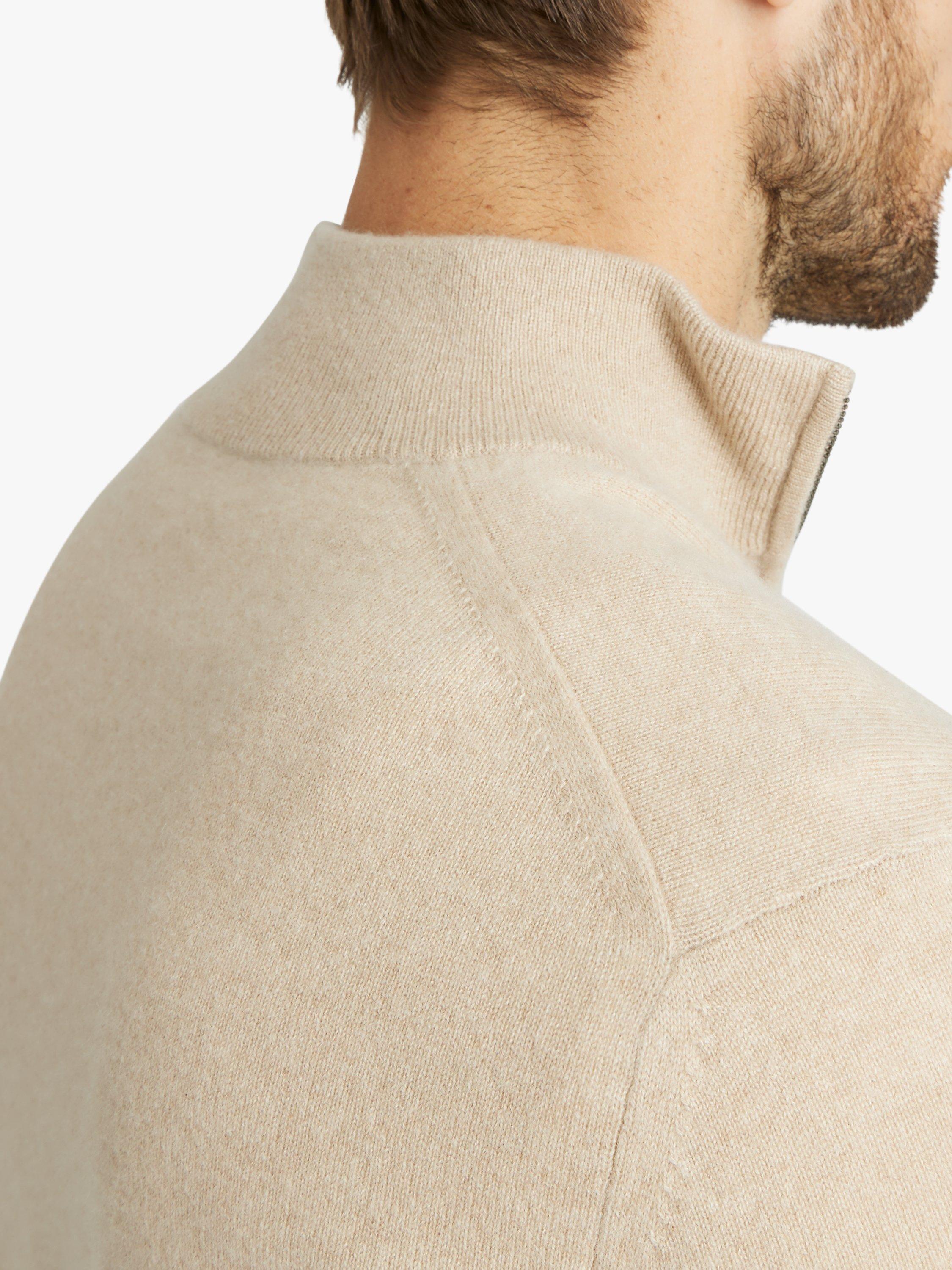 Product image 6 of 6, which shows SPOKE Cashmere Half Zip Slim Fit Jumper, Oatmeal, S Short