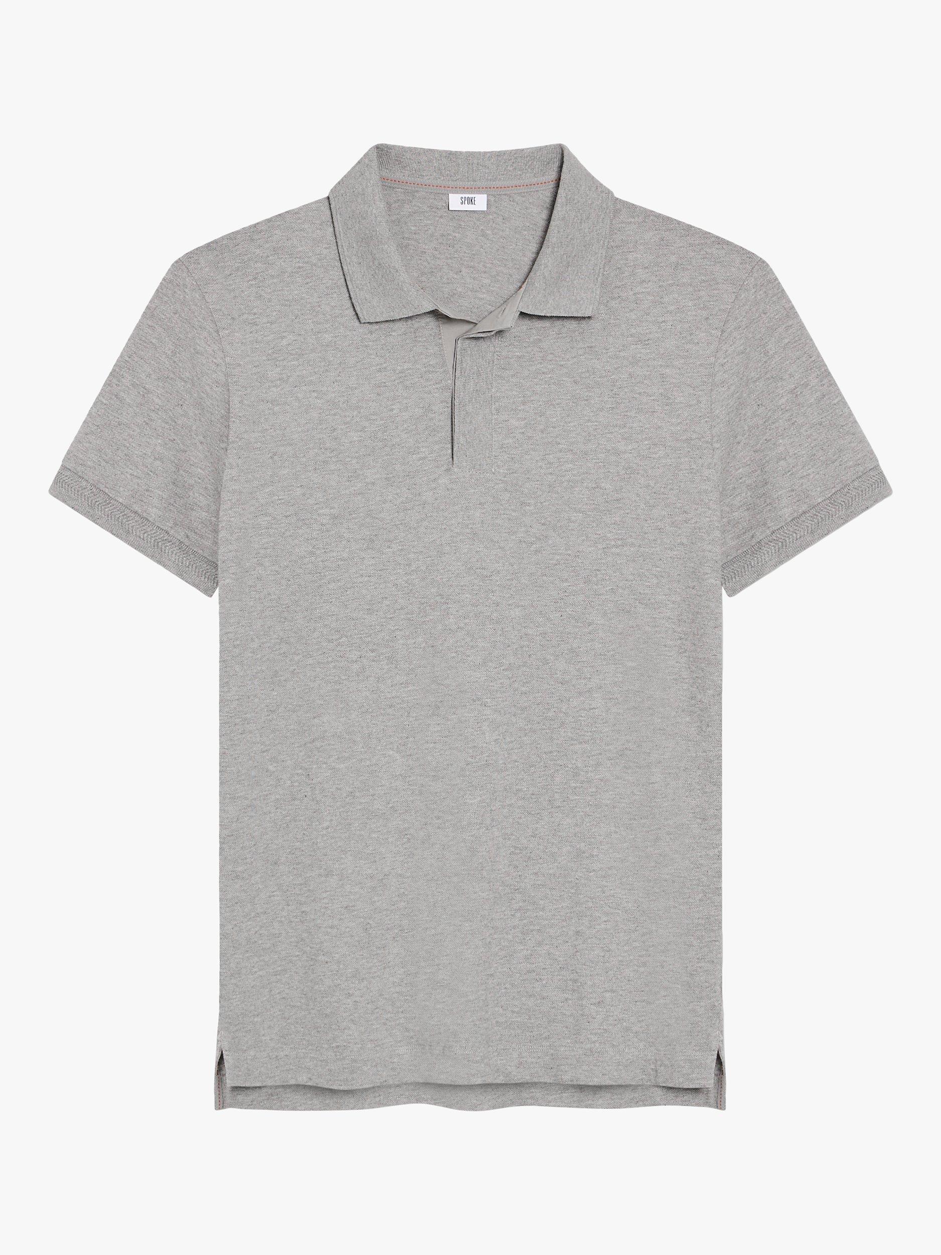 Product image 1 of 6, which shows SPOKE Pique Cotton Slim Fit Polo Shirt, Grey, S Short