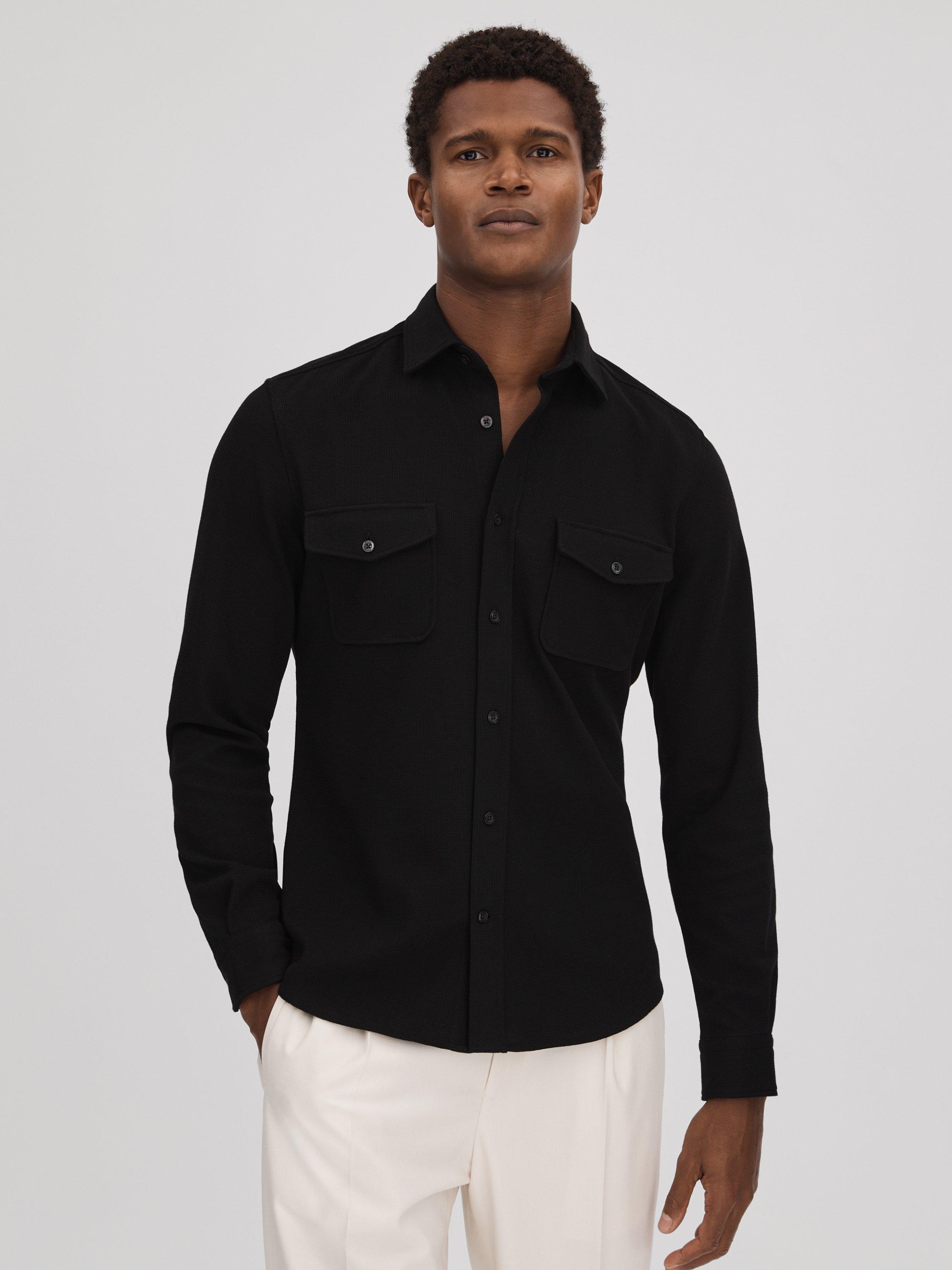 Reiss Ragan Long Sleeve Jersey Textured Shirt