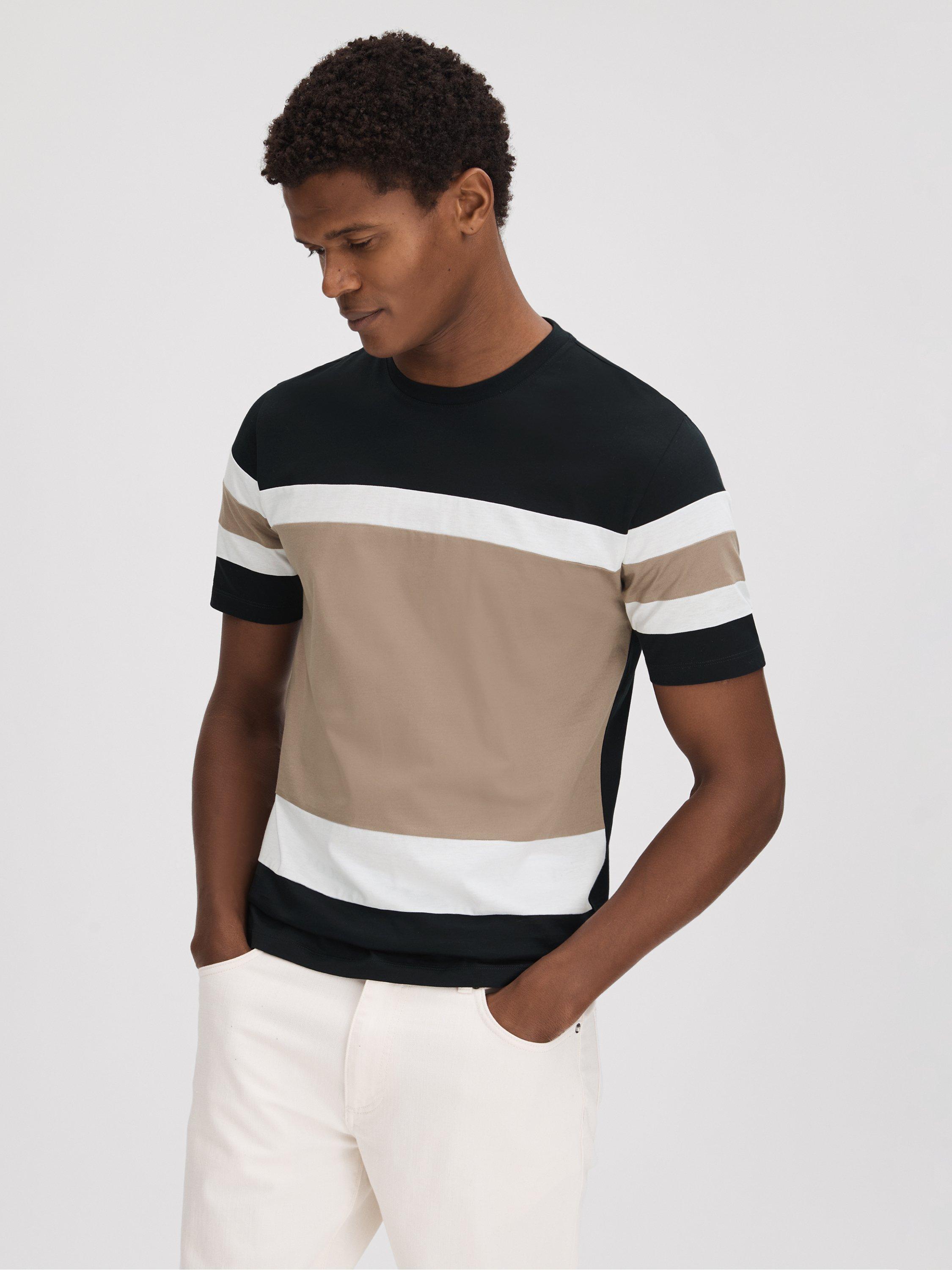 Reiss Auckland Short Sleeve T-Shirt, Navy/Camel