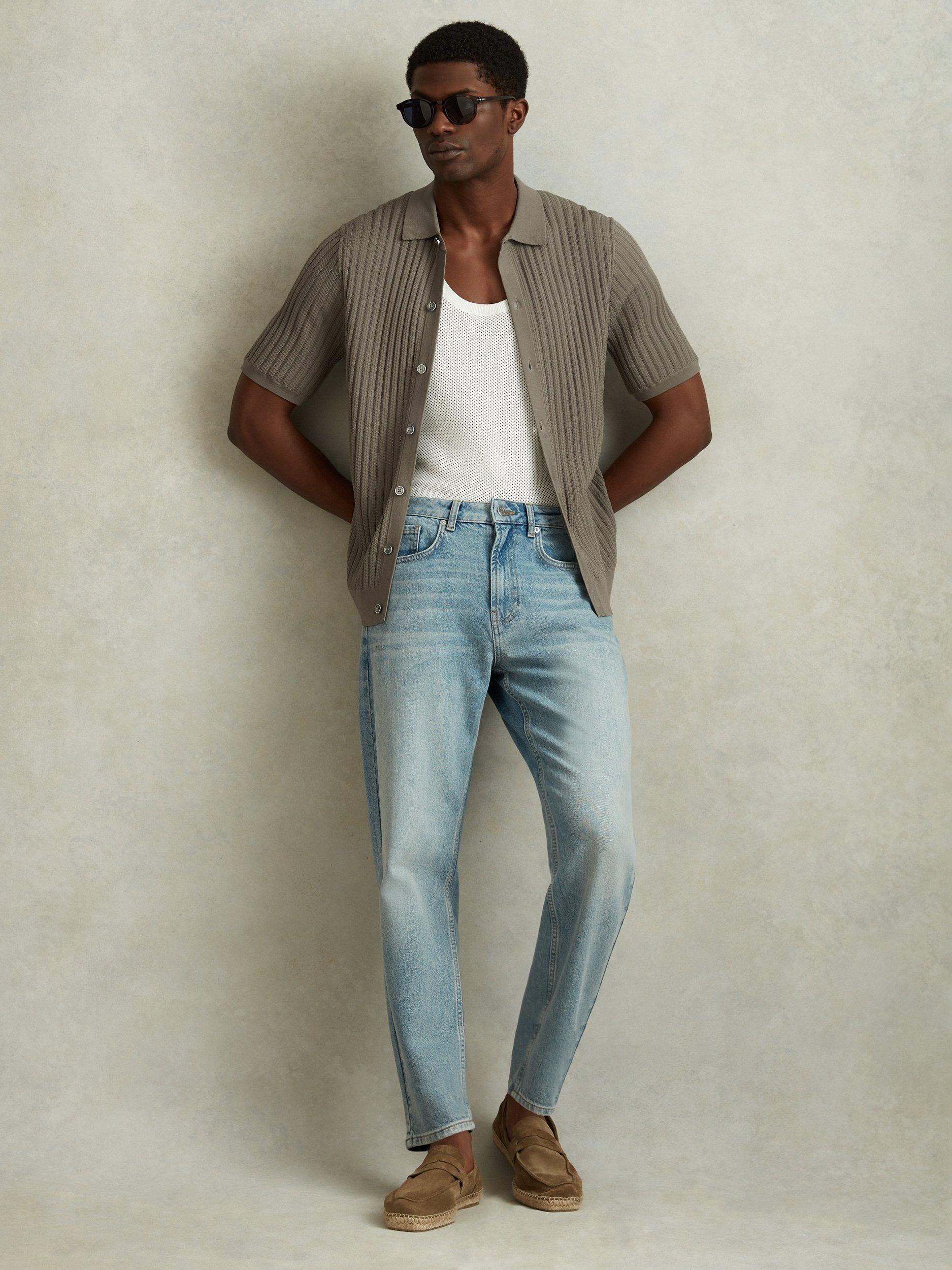 Reiss Murray Ribbed Knit Shirt, Sage