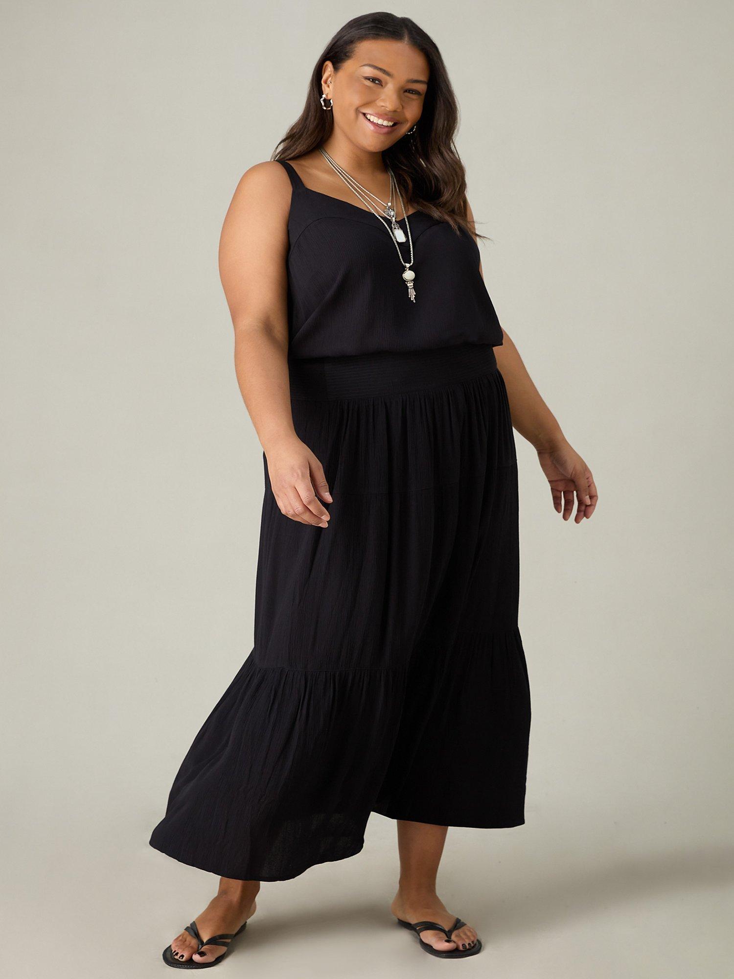 Product image 3 of 6, which shows Live Unlimited Curve Crinkle Tiered Skirt, Black, 20