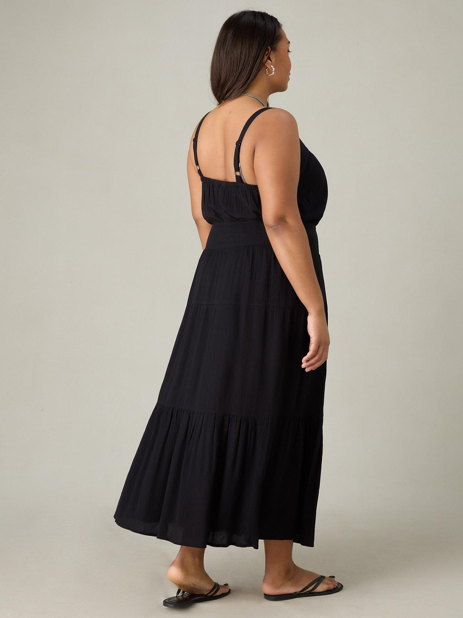 Product image 5 of 6, which shows Live Unlimited Curve Crinkle Tiered Skirt, Black, 20