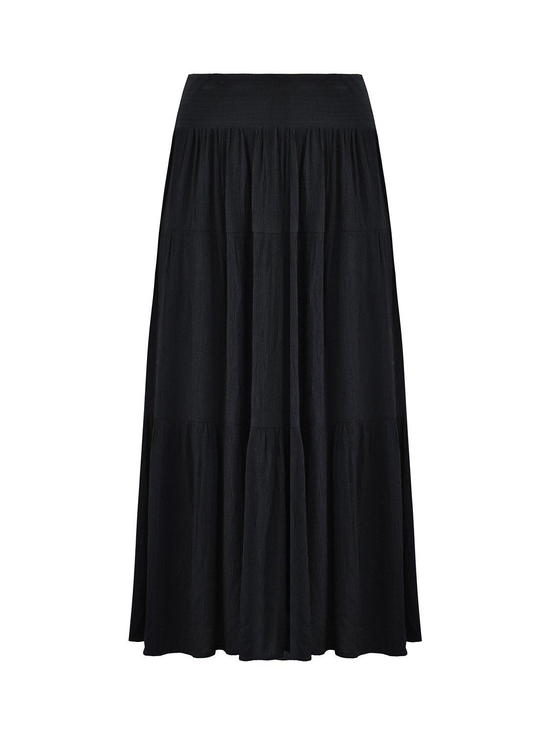 Product image 6 of 6, which shows Live Unlimited Curve Crinkle Tiered Skirt, Black, 20