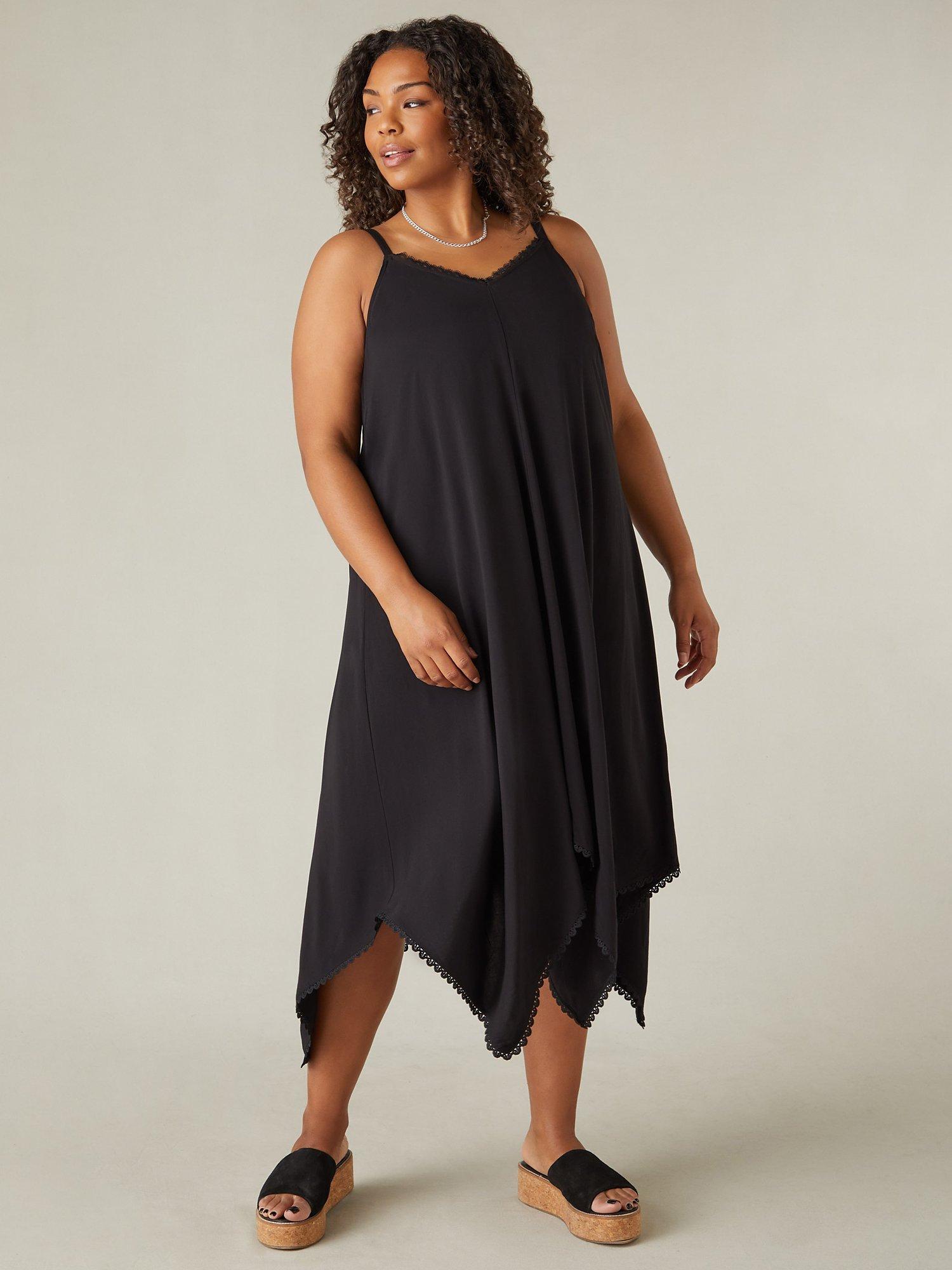 Product image 3 of 7, which shows Live Unlimited Curve Hanky Hem Dress, Black, 12