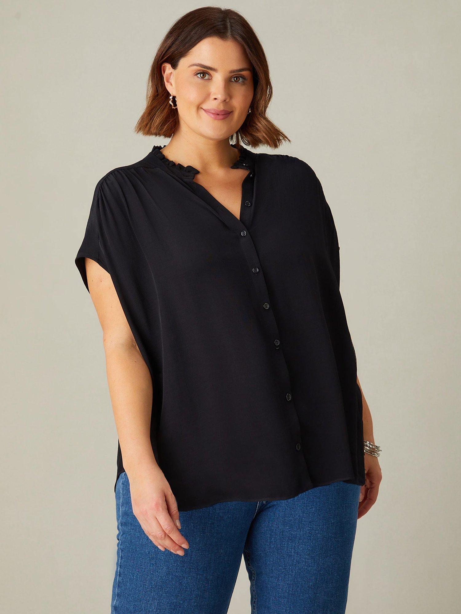 Live Unlimited Curve Frill Collar Blouse, Black