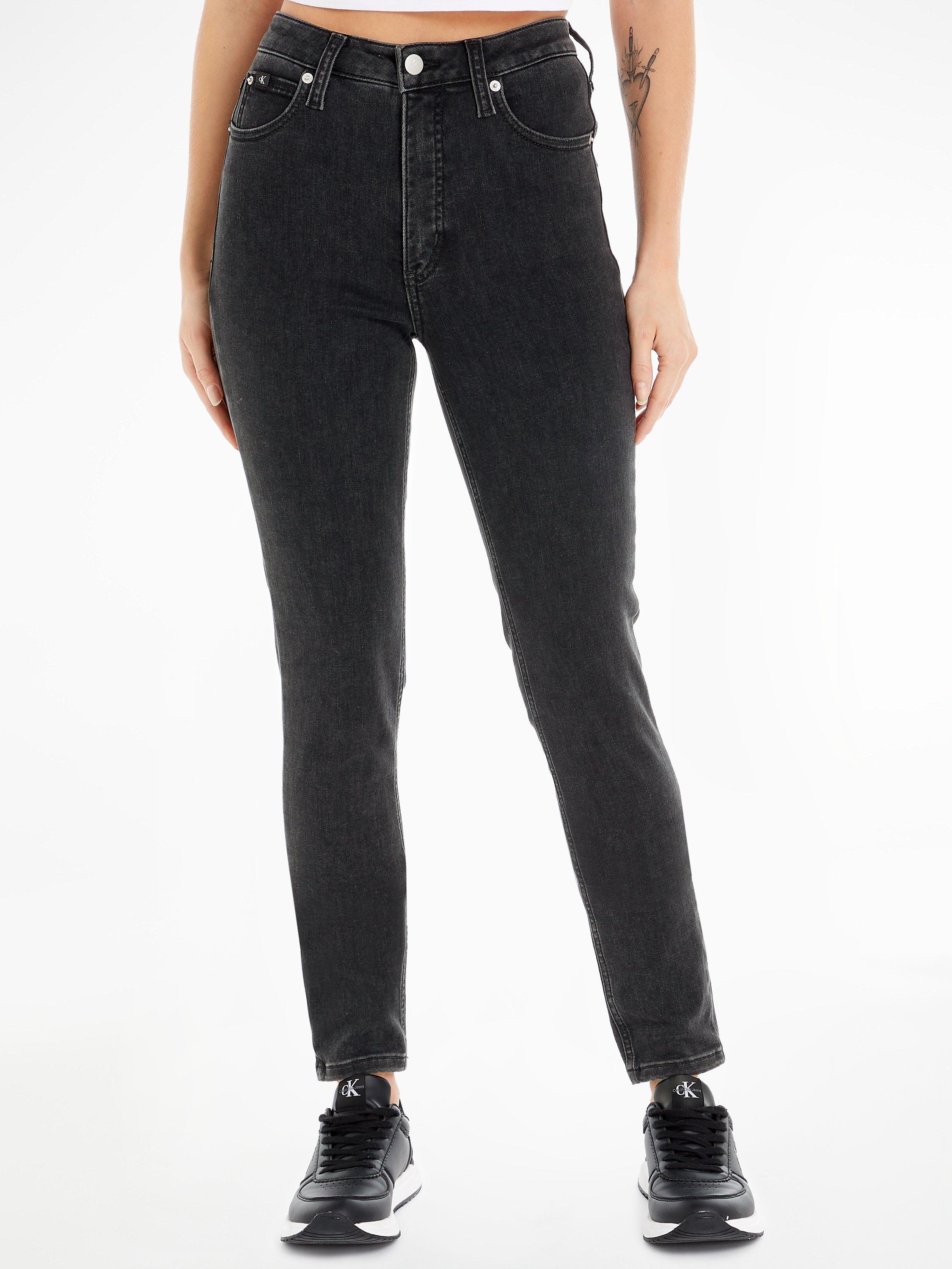 Product image 1 of 6, which shows Calvin Klein High Rise Skinny Jeans, Black, 24S