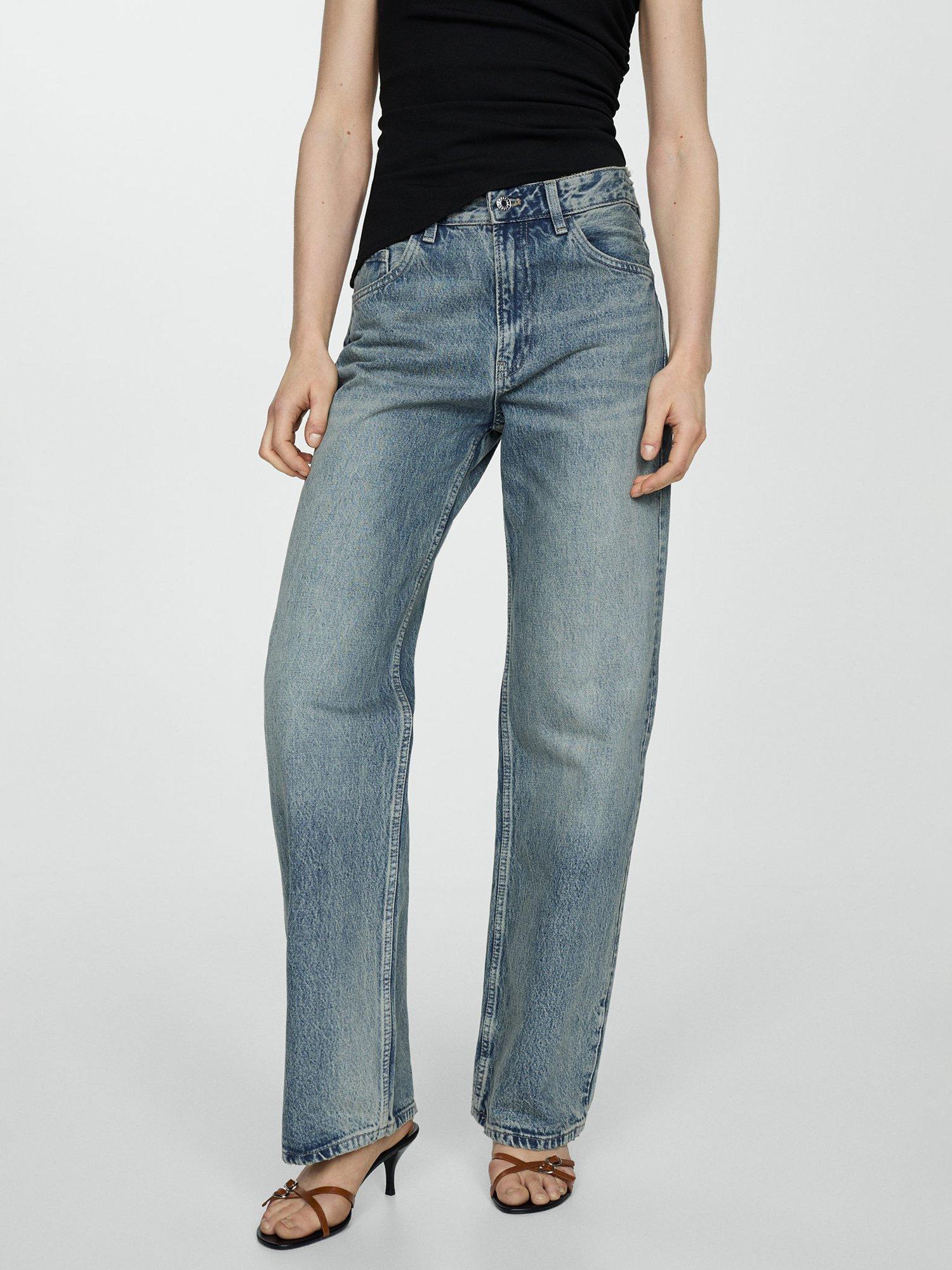 Mango Miami Straight Leg Jeans, Dark Blue