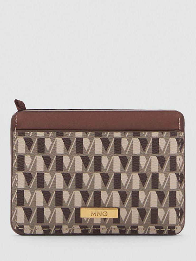 Mango Ivan Printed Logo Card Holder, Medium Brown, One Size