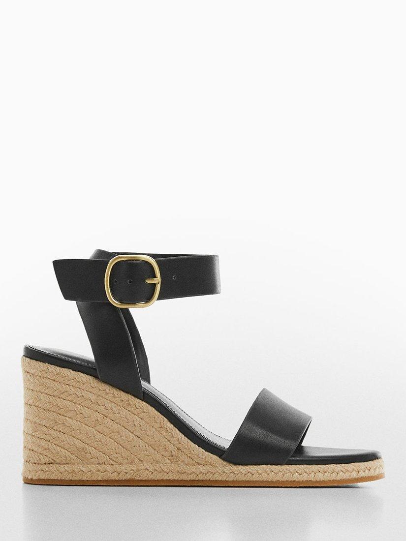 Mango Patricia Wedge Sandals, Black
