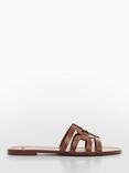 Mango Pisco Leather Sliders, Brown