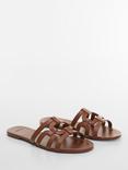 Mango Pisco Leather Sliders, Brown