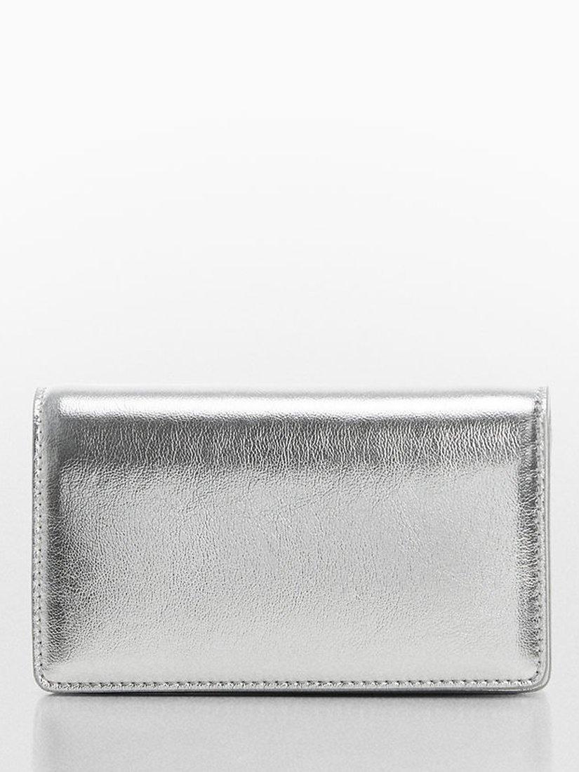 Mango Eric Flap Over Chain Bag, Silver, One Size