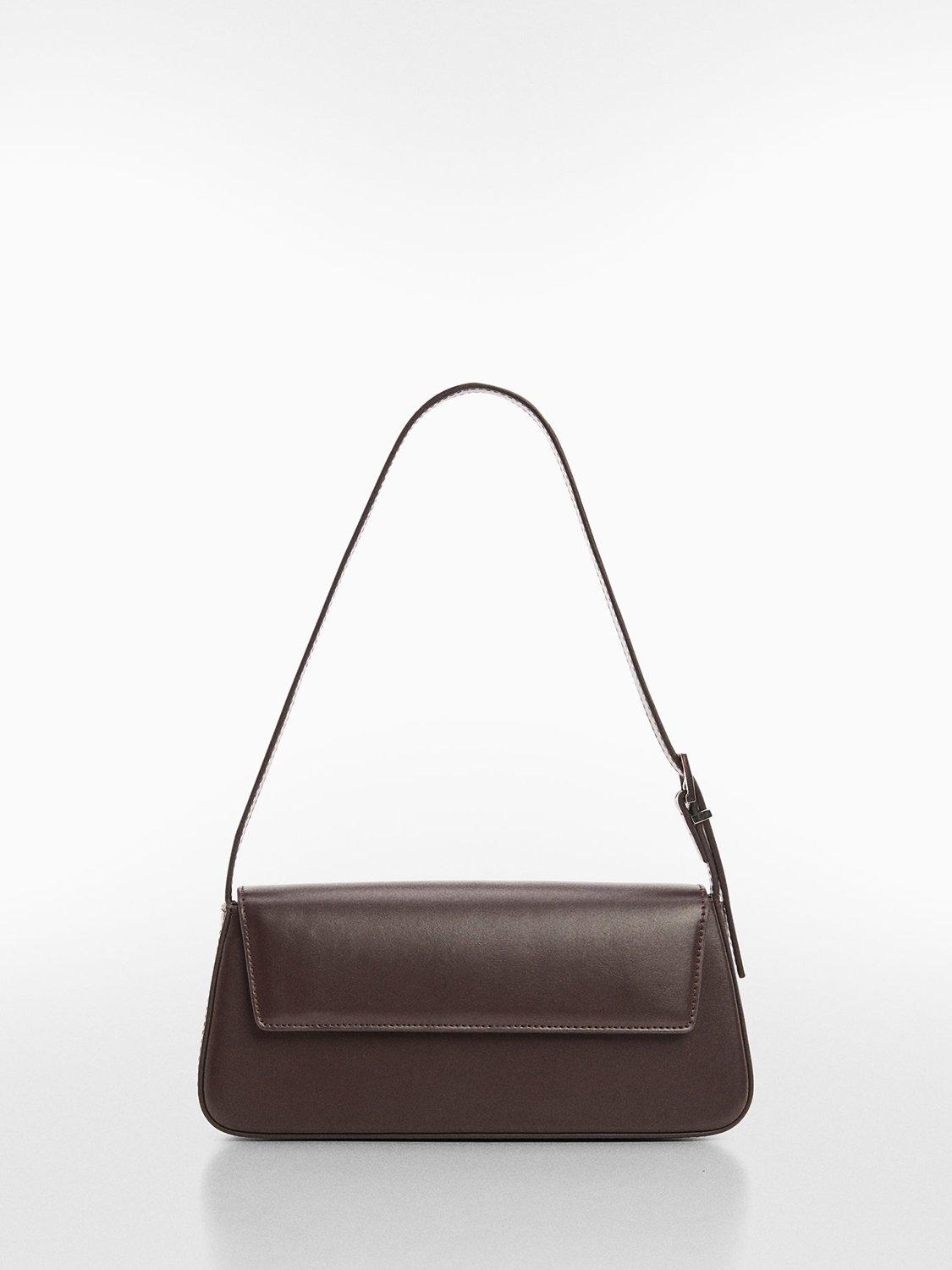 Mango Simple Shoulder Bag, Dark Brown, One Size