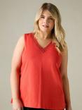 Live Unlimited Curve Broderie V-Neck Top, Orange