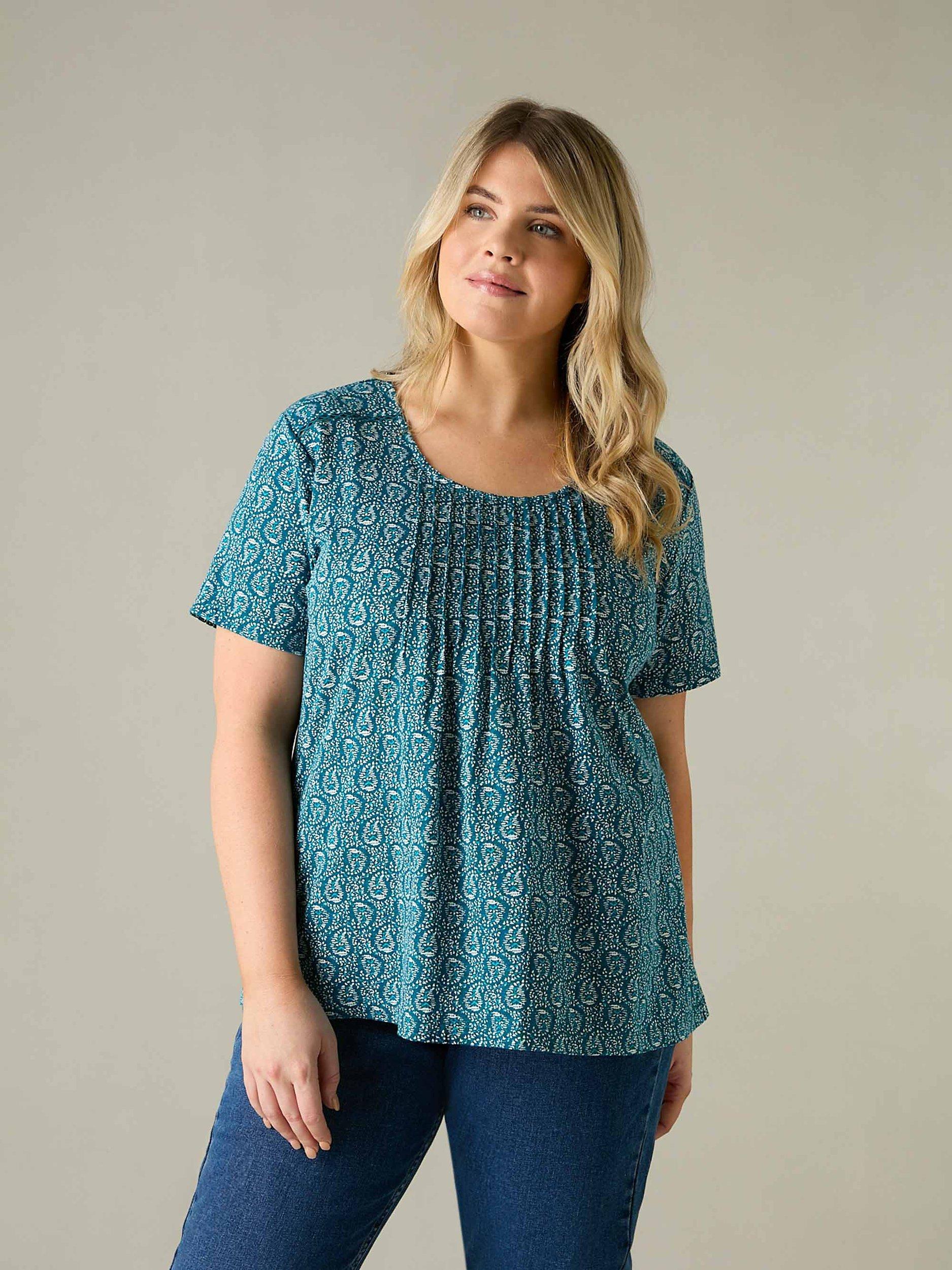Live Unlimited Curve Paisley Print Top, Green/Multi