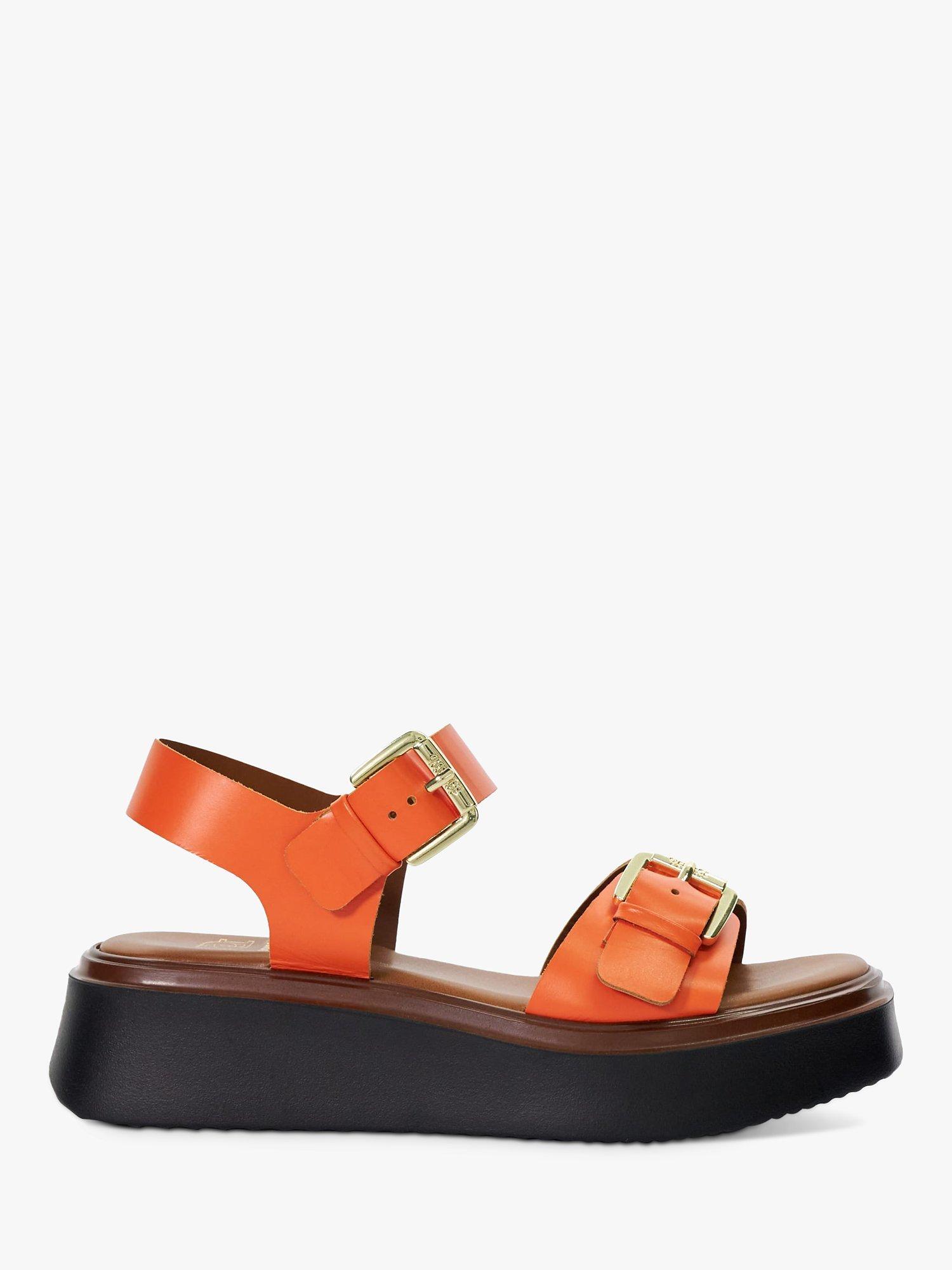 Dune Loells Leather Flatform Sandals, Orange, 3