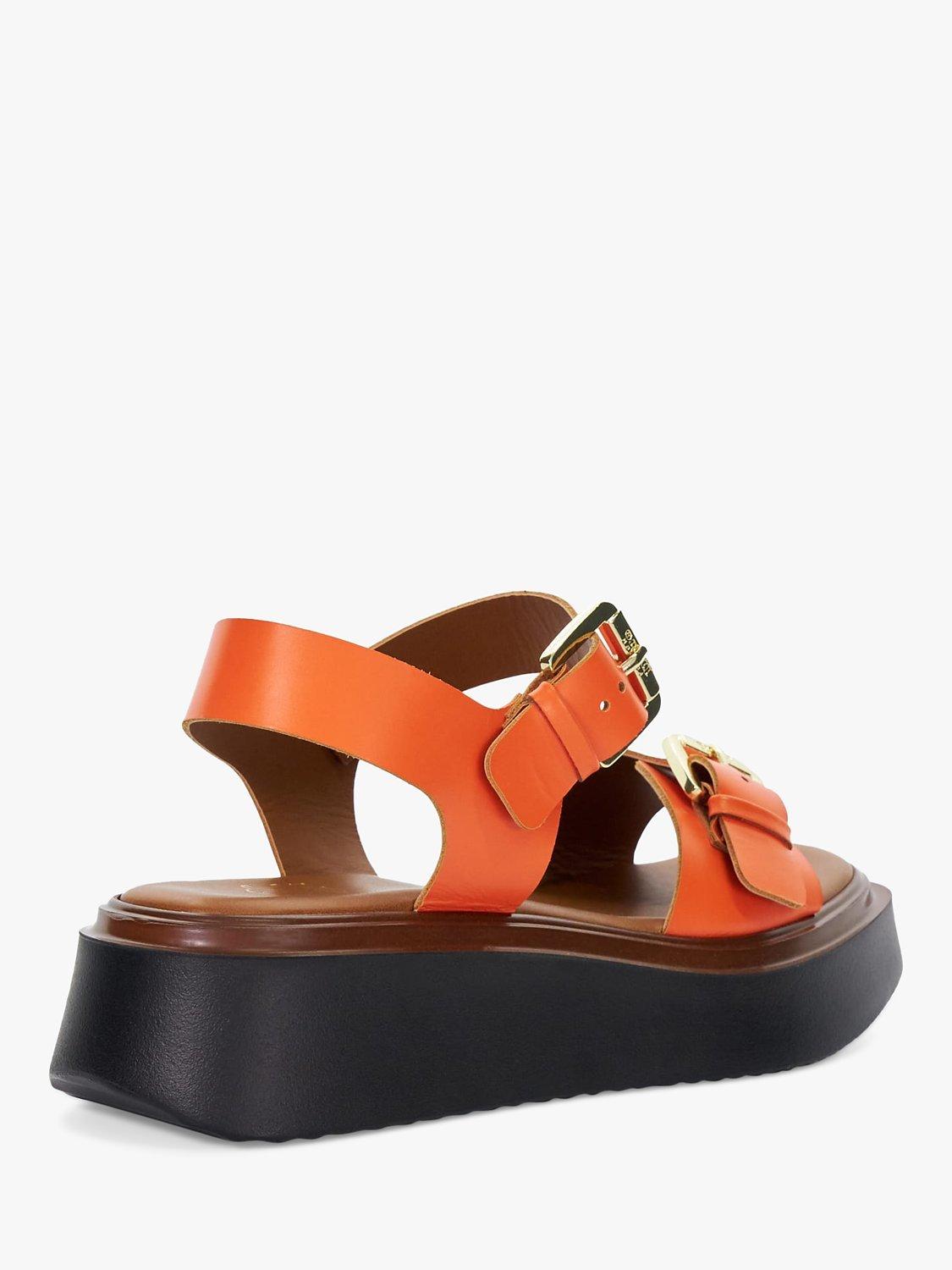 Dune Loells Leather Flatform Sandals, Orange, 3
