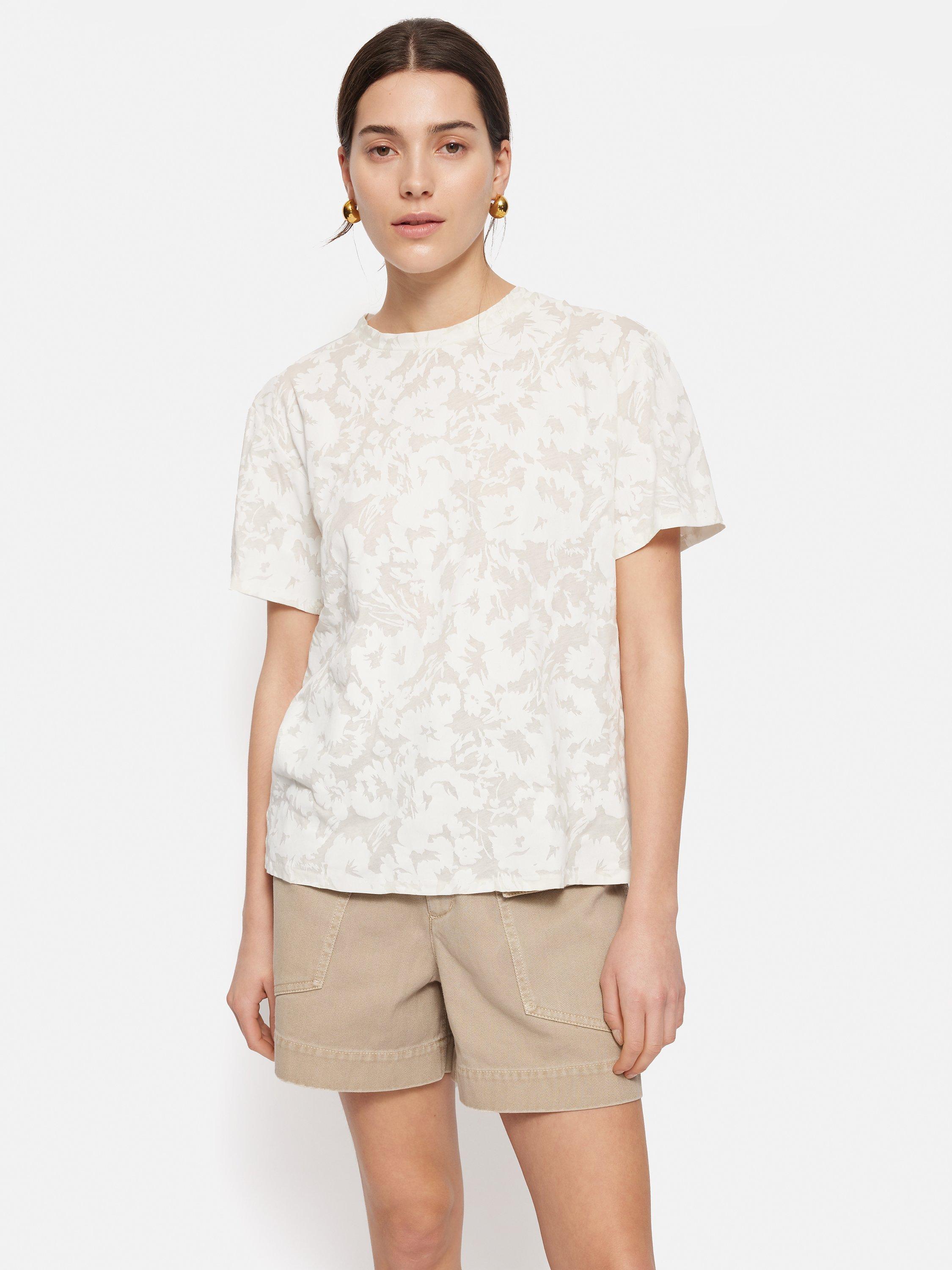 Jigsaw Sheer Floral Jersy Top, White