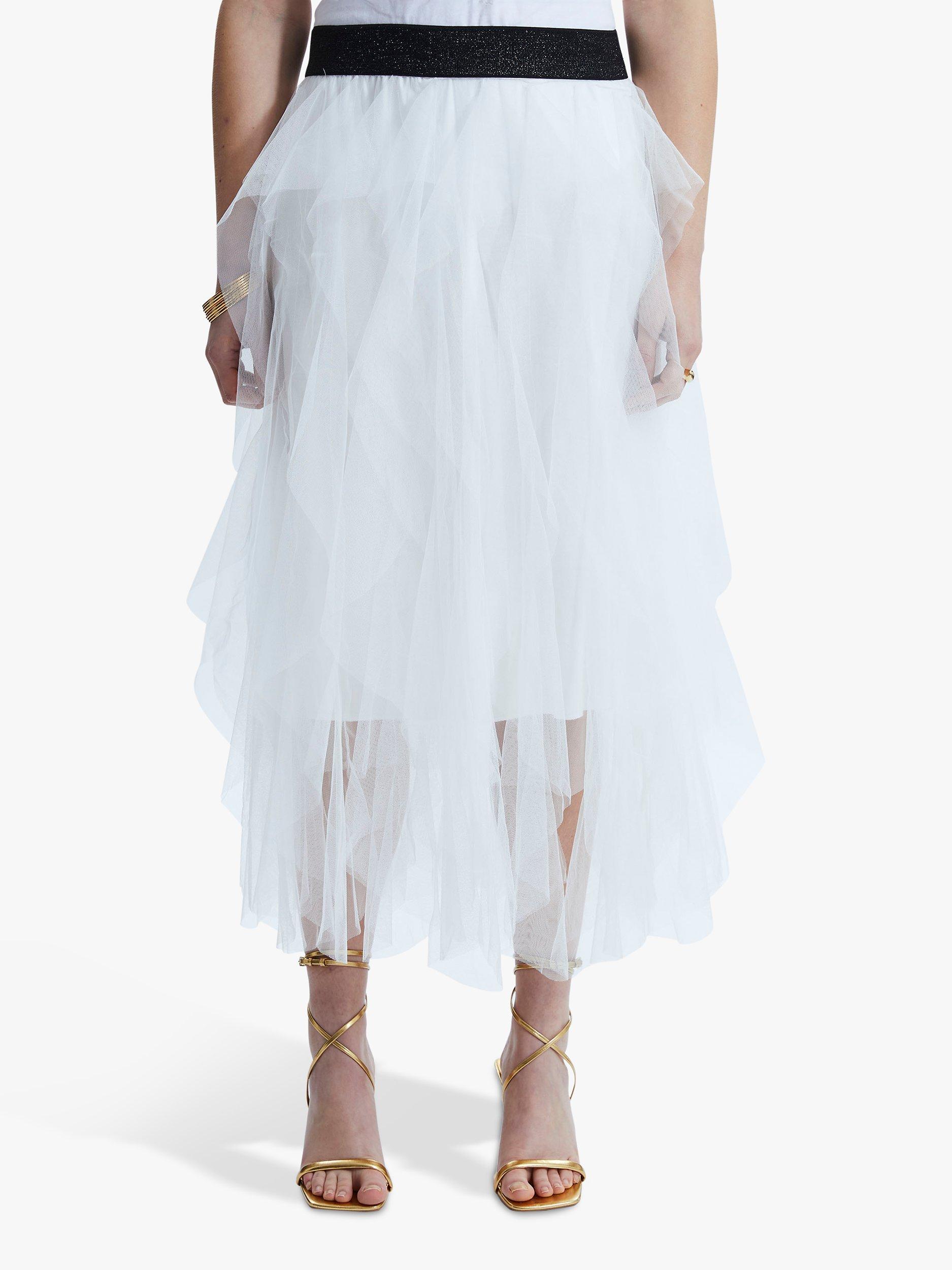 Product image 1 of 4, which shows James Lakeland Organza Ruffled Skirt, White, 8