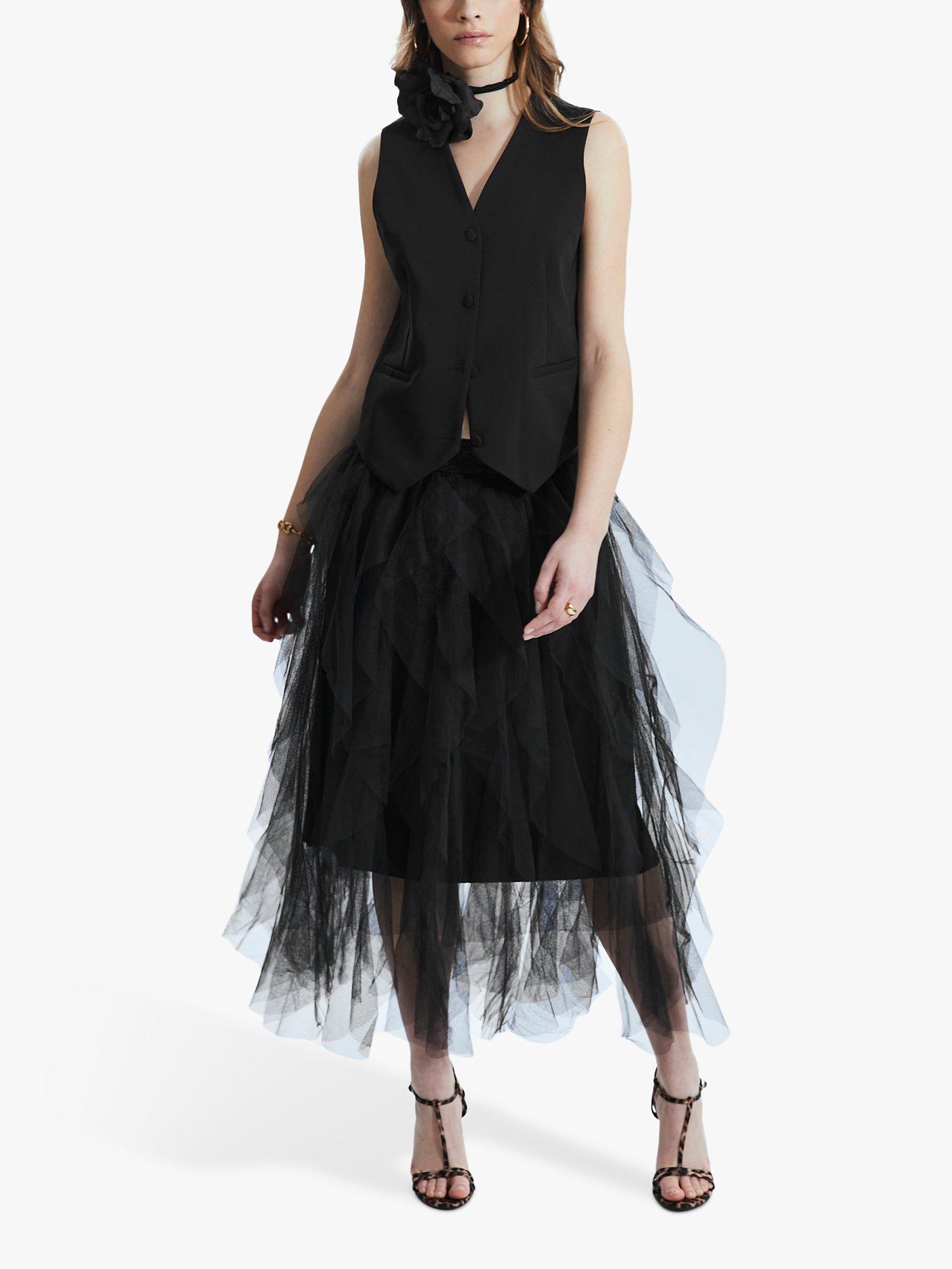 Product image 1 of 5, which shows James Lakeland Organza Ruffled Skirt, Black, 8