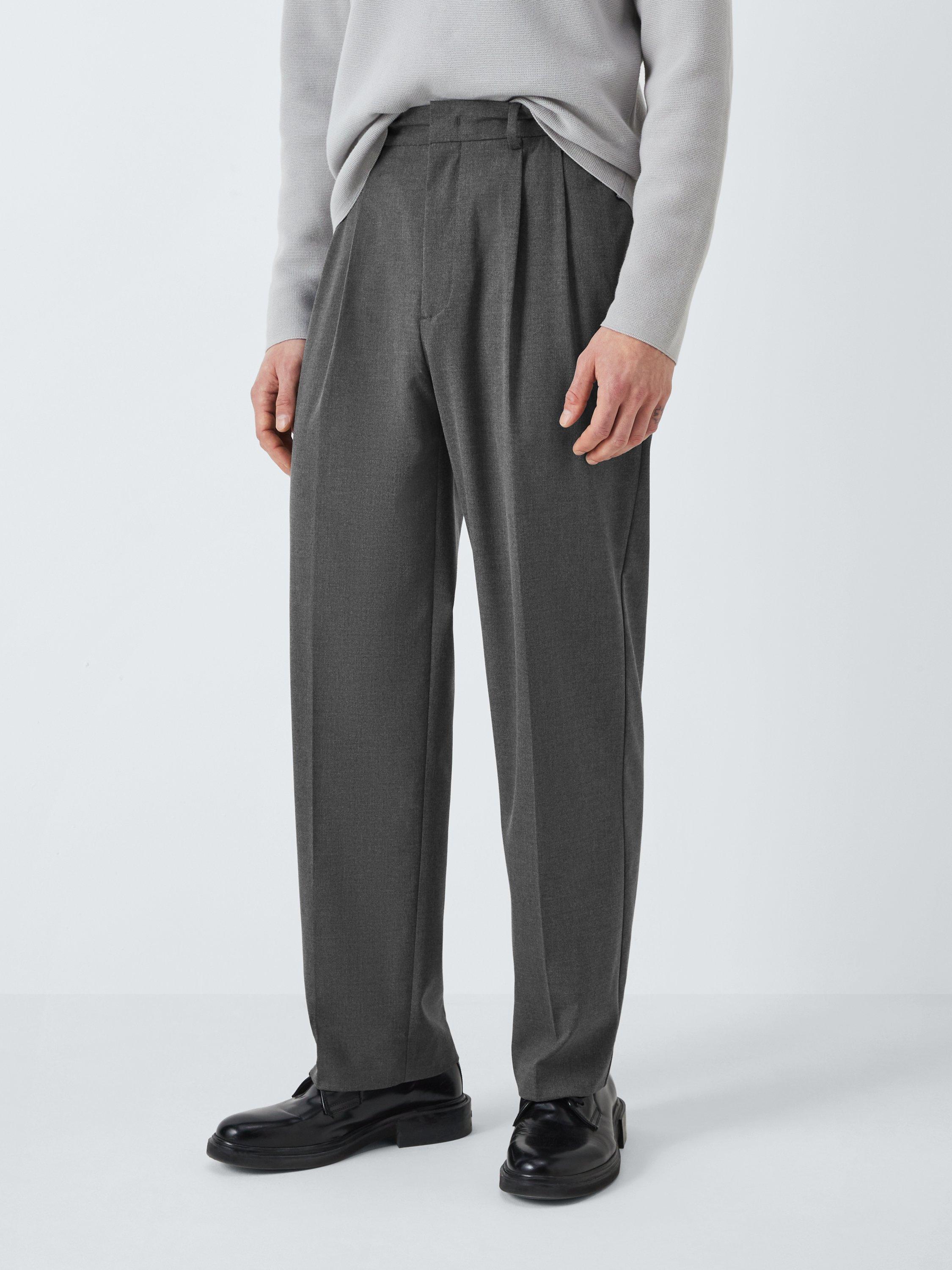 Kin Double Pleat Trousers, Grey Charcoal