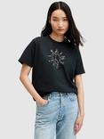 AllSaints Pierra Boyfriend Cotton T-Shirt, Black