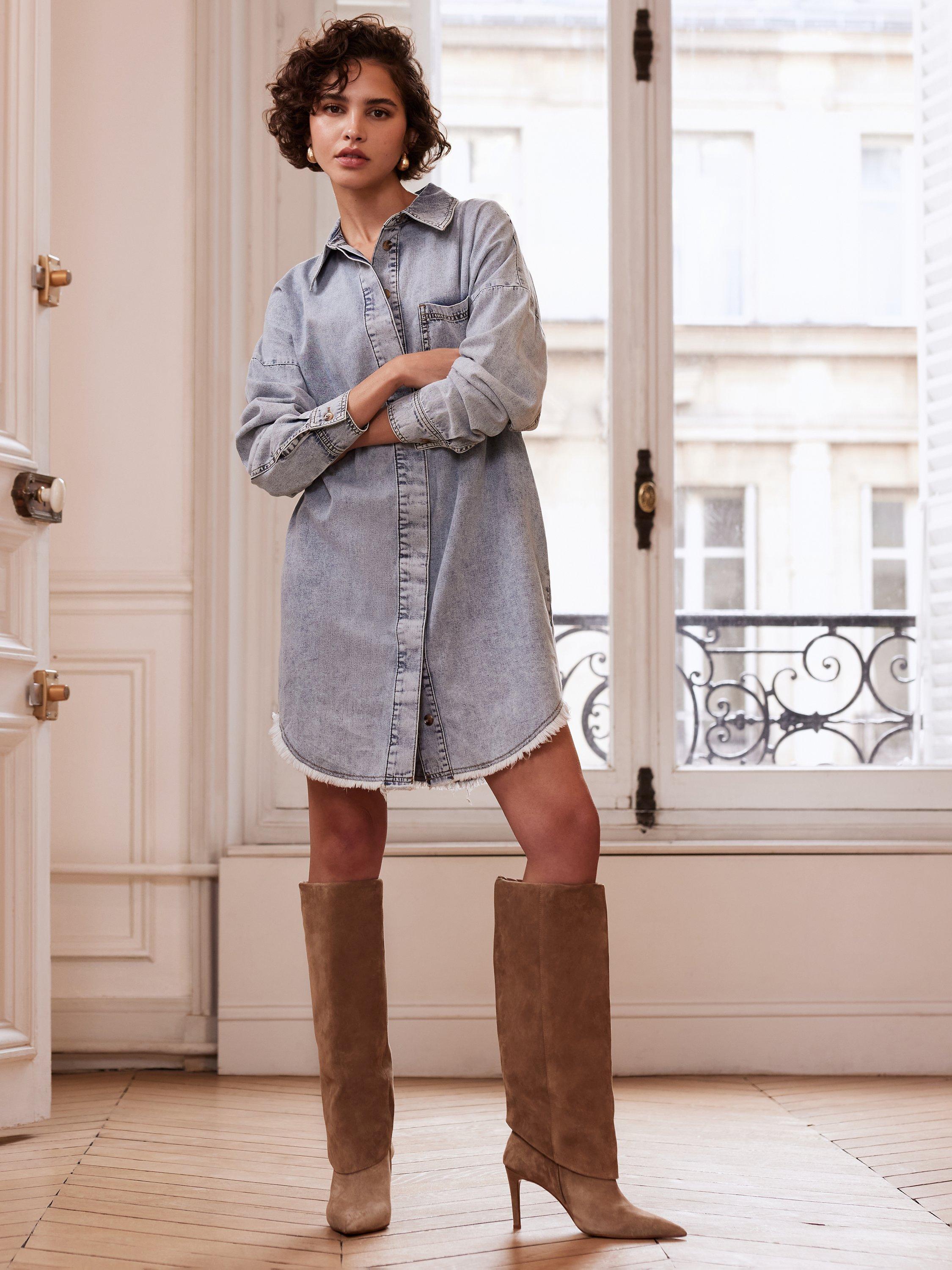 Mint Velvet Denim Shirt Dress Light Blue