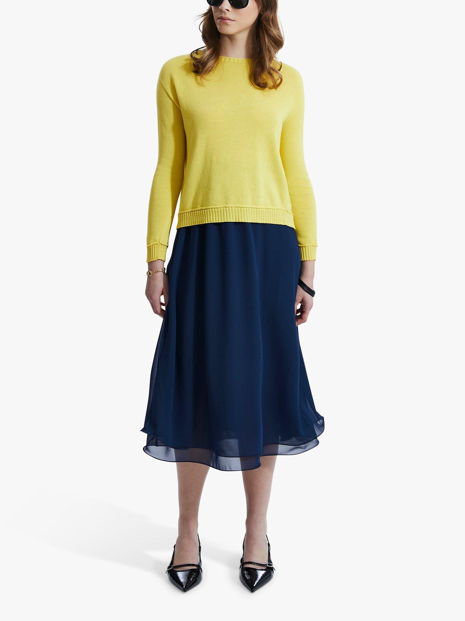 Product image 1 of 5, which shows James Lakeland Scoop Neck Piped Edge Knit Jumper, Yellow, 8