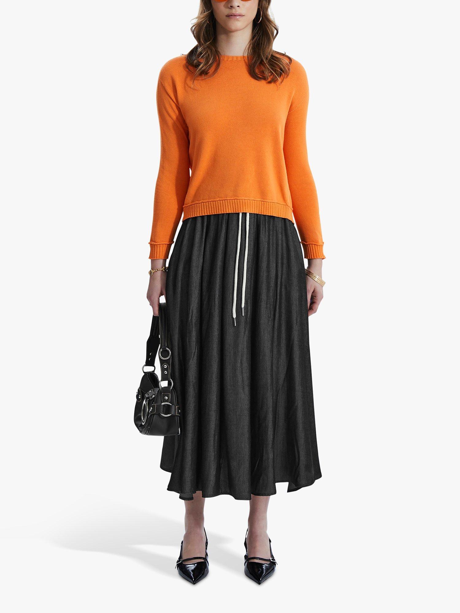 Product image 1 of 5, which shows James Lakeland Scoop Neck Piped Edge Knit Jumper, Orange, 8